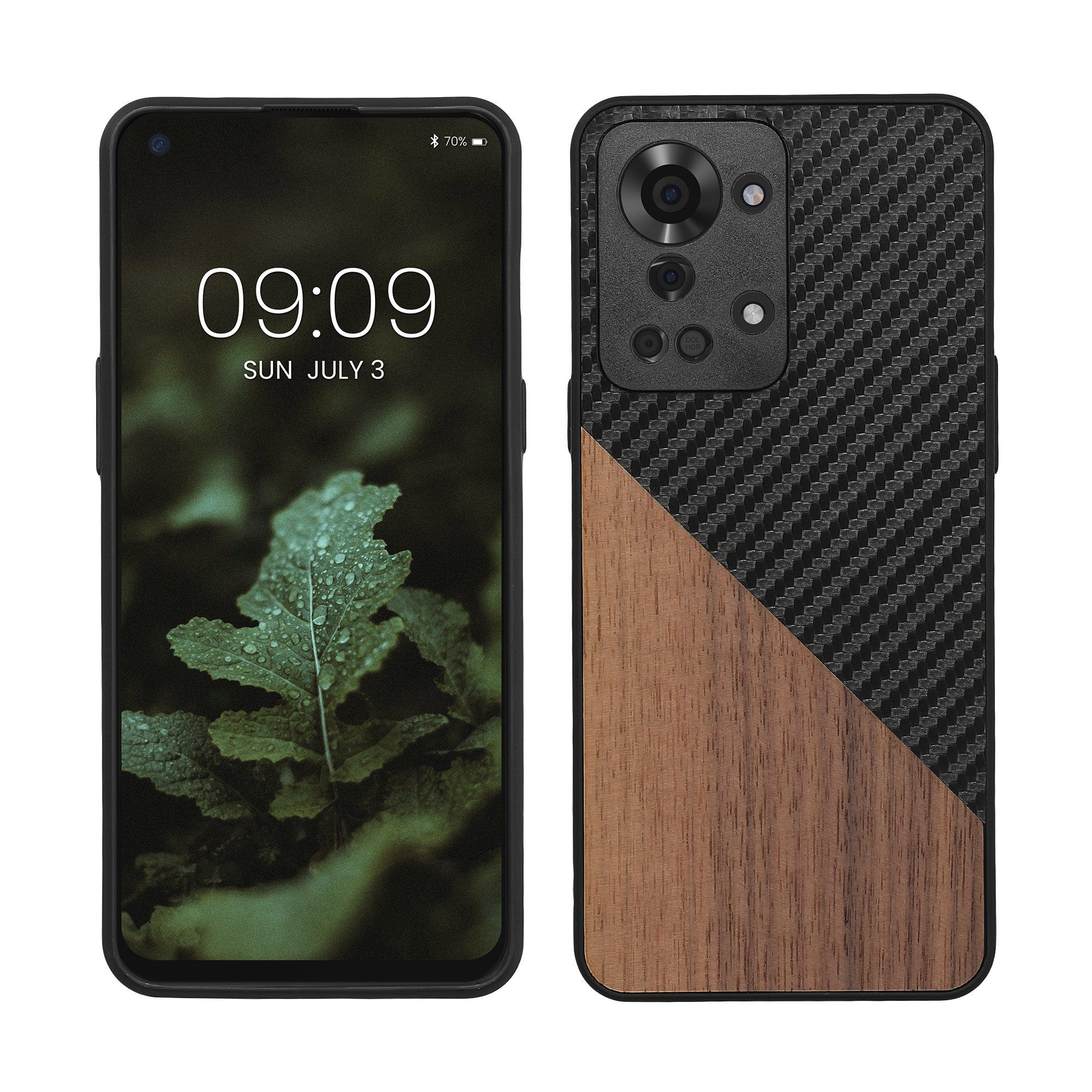 kwmobile Handyhülle Hülle für OnePlus Nord 2T 5G, Holz Handy Schutzcase - Handy Case Schutzhülle - Smartphone Cover