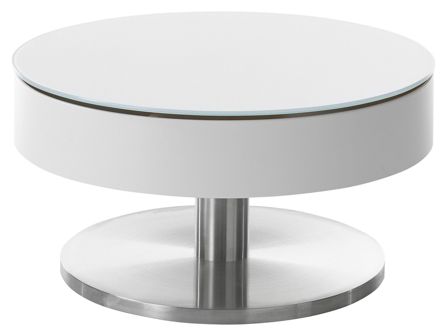MCA furniture Couchtisch Suva, Tischplatte drehbar mit Innenfach, Gestell  aus Metall in Edelstahloptik