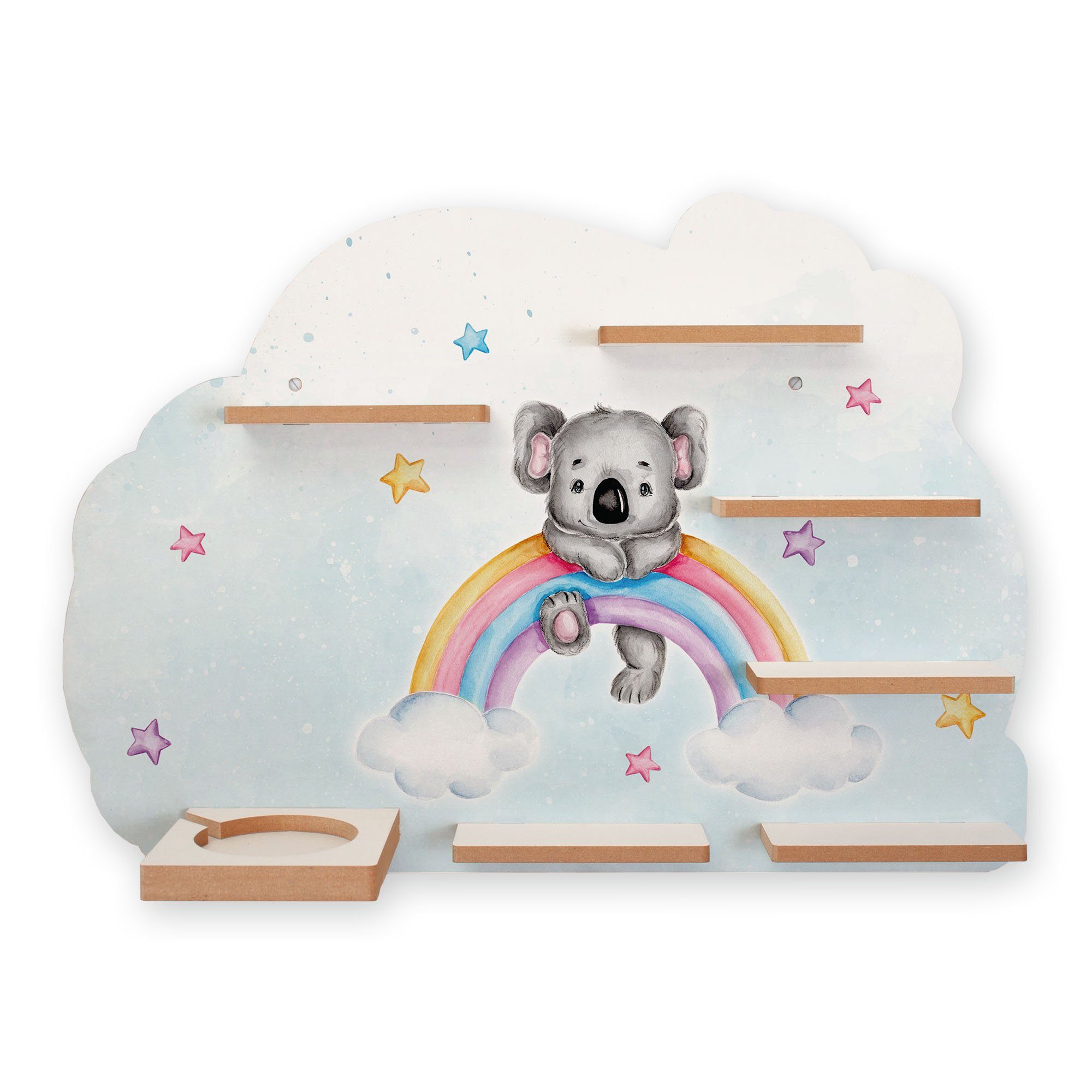 Kreative Feder für Metallplättchen inkl. & TONIE-BOX Koala TONIES Wandregal und 40 Regenbogen, MUSIKBOX-REGAL