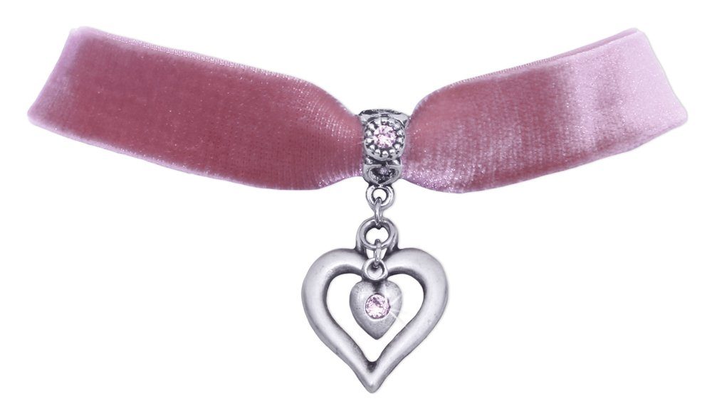 LUISIA® Collier Samt Kropfband Herz in Herz mit Swarovski® Elements (inkl. Schmuckbox)