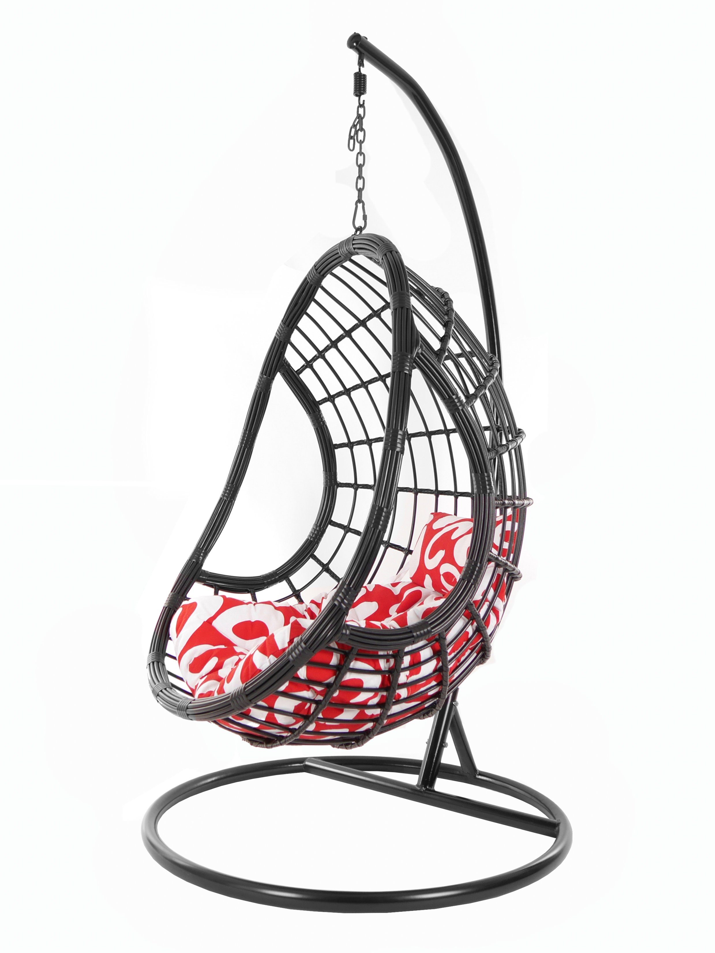 KIDEO Hängesessel PALMANOVA black, Swing Chair, schwarz, Loungemöbel, Hängesessel mit Gestell und Kissen, Schwebesessel, edles Design gemustert (3012 curly)