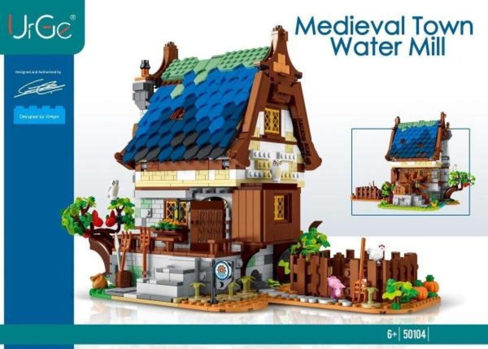 Urge UrGe 50104 Mittelalterliche Stadt - Wassermühle [2053 Teile] Konstruktions-Spielset, (2053 St)