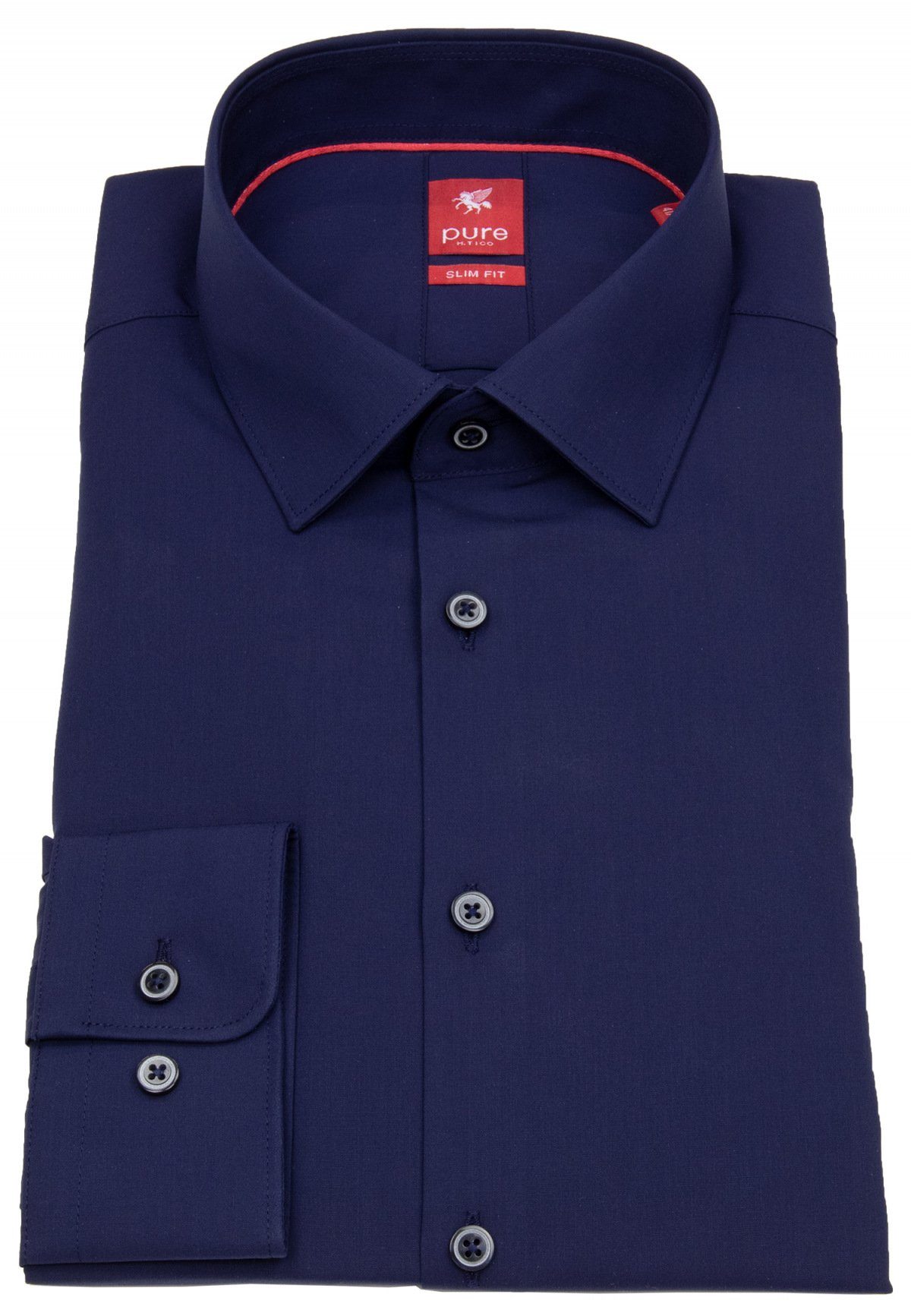 Pure Businesshemd Slim Fit stark tailliert Kentkragen blau | Klassische Hemden