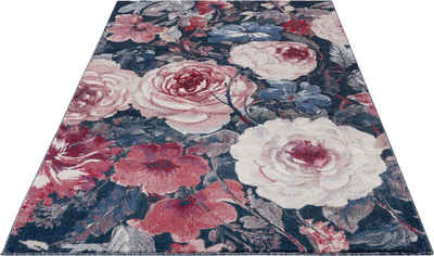 Teppich »Peony«, HANSE Home, rechteckig, Höhe: 10,5 mm, Kurzflor, Florales Design, Blumen, weich durch Microfaser