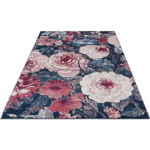 Teppich Peony, HANSE Home, rechteckig, Höhe: 10,5 mm, Kurzflor, Florales Design, Blumen, weich durch Microfaser