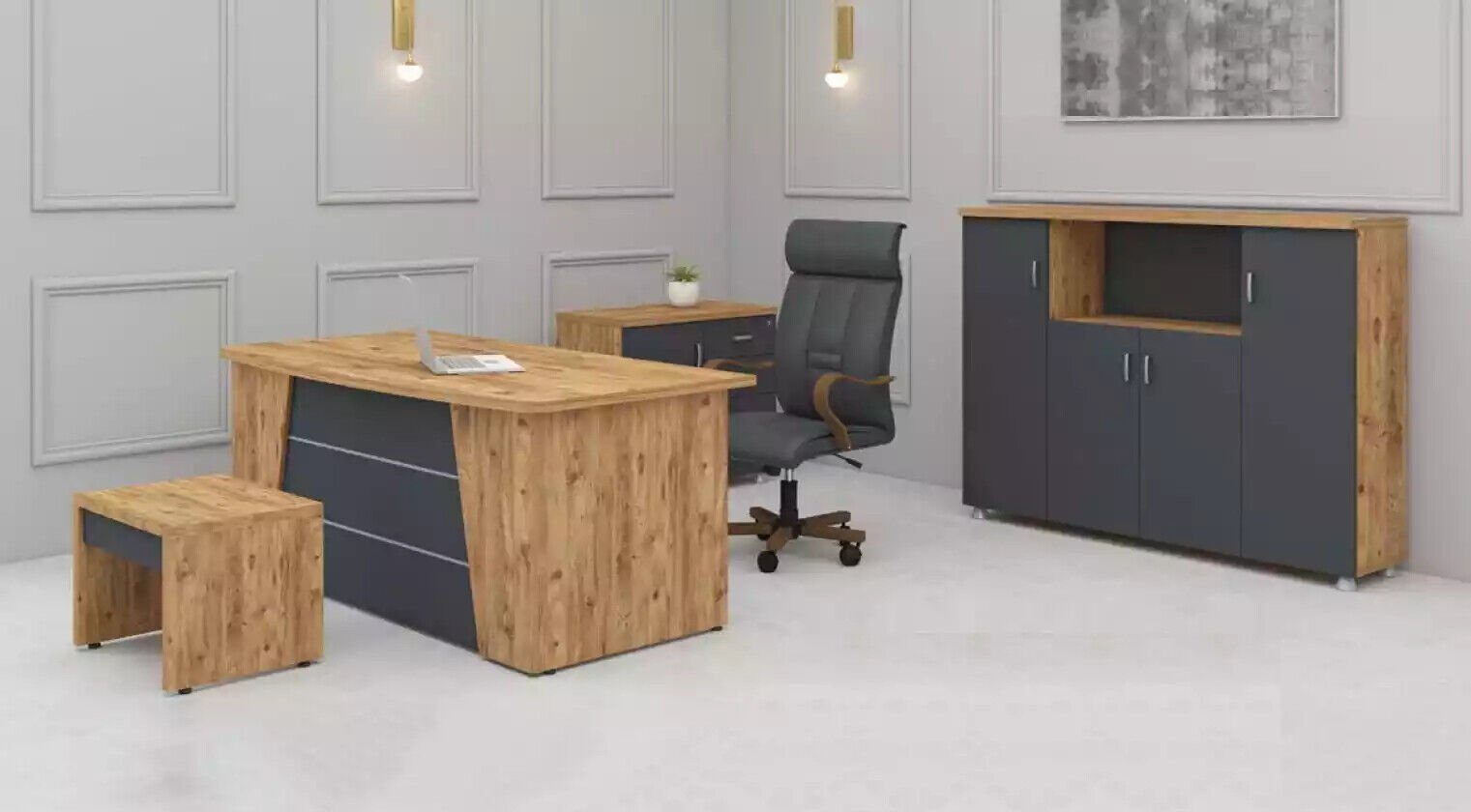 JVmoebel Schreibtisch Modernes Komplettes Set Büromöbel Arbeitszimmermöbel Luxus (4-St., Schreibtisch, Couchtisch, Beistelltisch, Schrank), Made in Europa | Jugendschreibtische