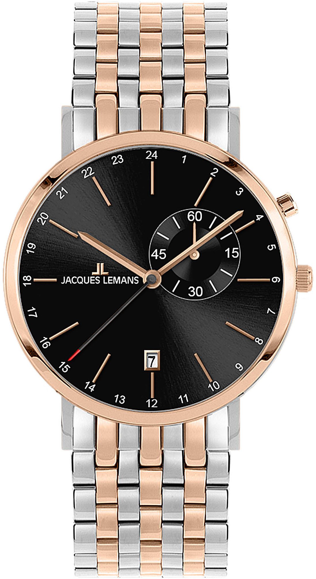 Jacques Lemans Quarzuhr Nizza, Armbanduhr, Damenuhr, Herrenuhr, Datum, bicolor, unisex