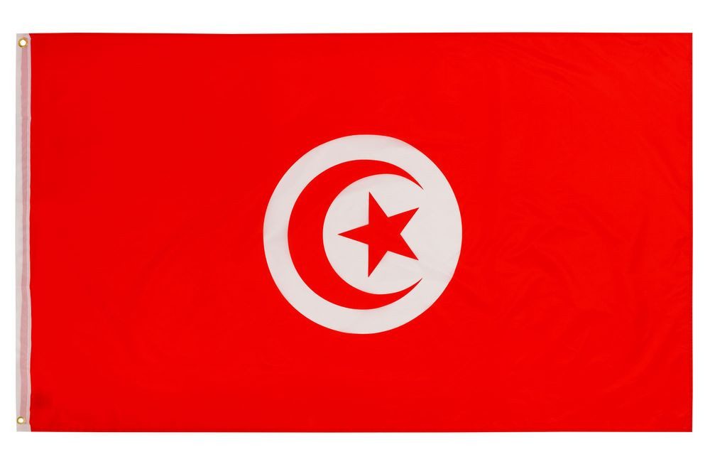 PHENO FLAGS Flagge Tunesien Flagge 90 x 150 cm Tunesische Fahne (Hissflagge für Fahnenmast), Inkl. 2 Messing Ösen