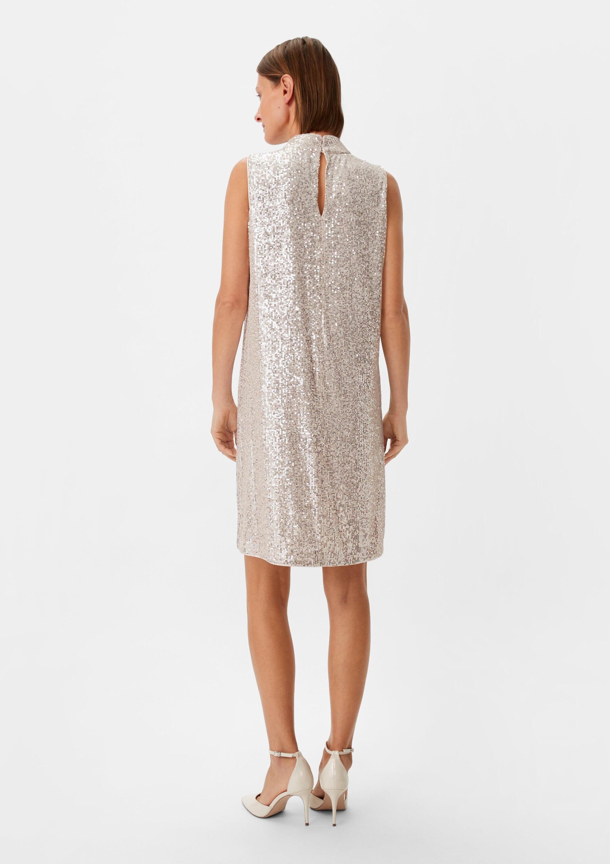 comma Minikleid Kleid Mesh-Kleid mit Pailletten