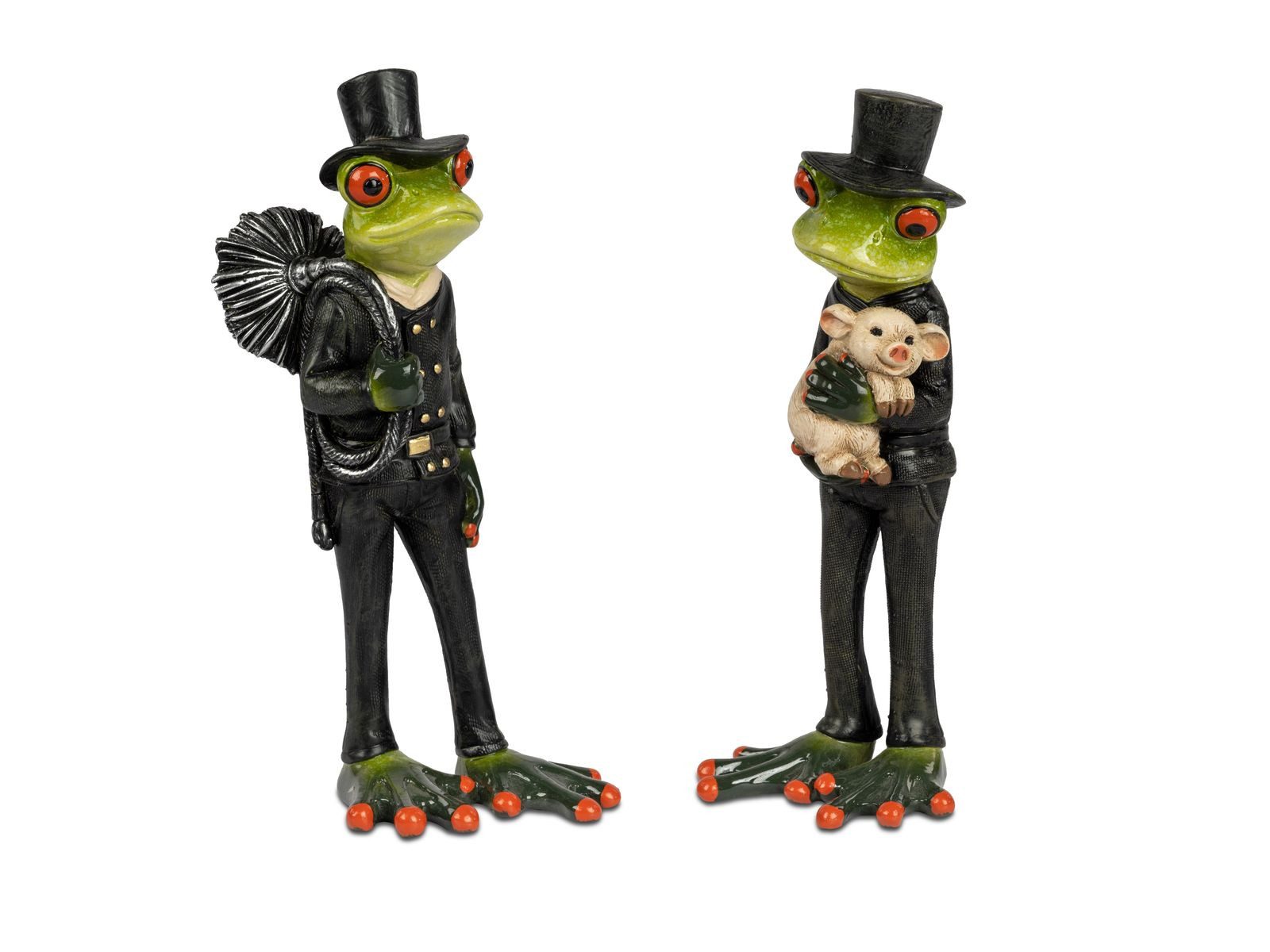 formano Sammelfigur 2er Set Frosch Figur lustig Glücksbringer 18cm handbemalt lustige Deko