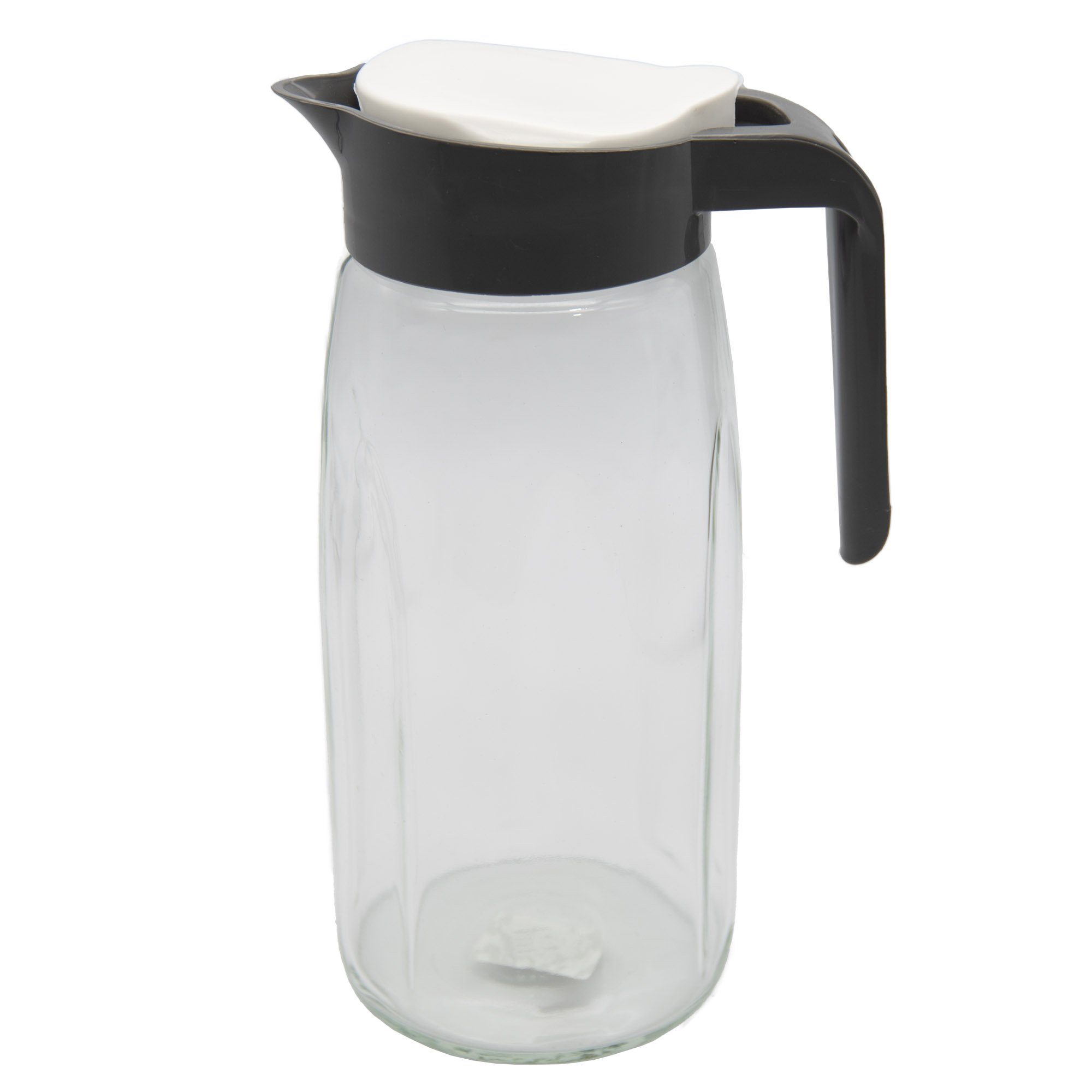 conkor Wasserkrug Glaskaraffe Glas Karaffe Krug 1,45L Wasserkaraffe, Deckel, Glaskrug, Kanne, Saftkrug Grau