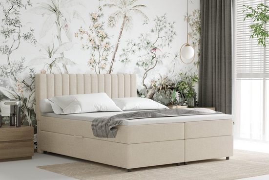 PANDA MÖBEL GmbH Boxspringbett Everest, 140x200, 160x200, 180x200, Polsterbett - Einrichtungsbeispiel