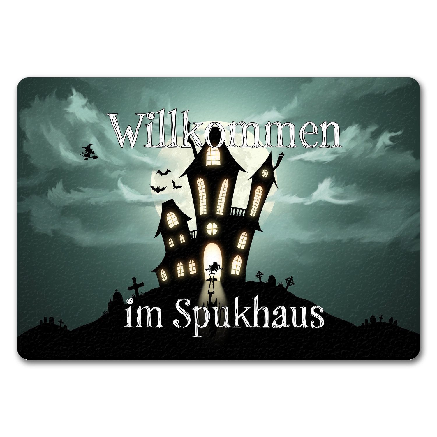 Fußmatte Fußmatte in 35x50 cm ohne Rand mit gruseligem Halloween Motiv und im