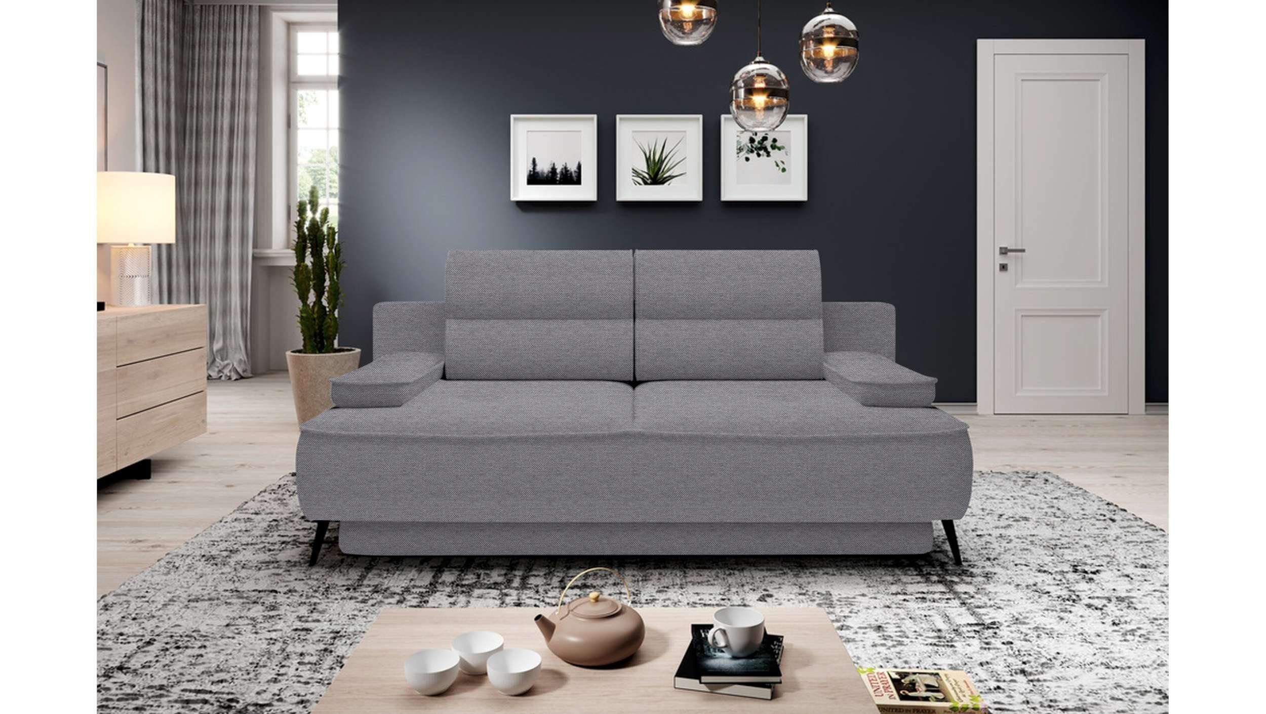 Velling, Kissen, stellbar, 2-Sitzer, und Design mit Modern Bettkasten, 3-Sitzer frei inklusive Raum Bettfunktion im Sofa, Stylefy