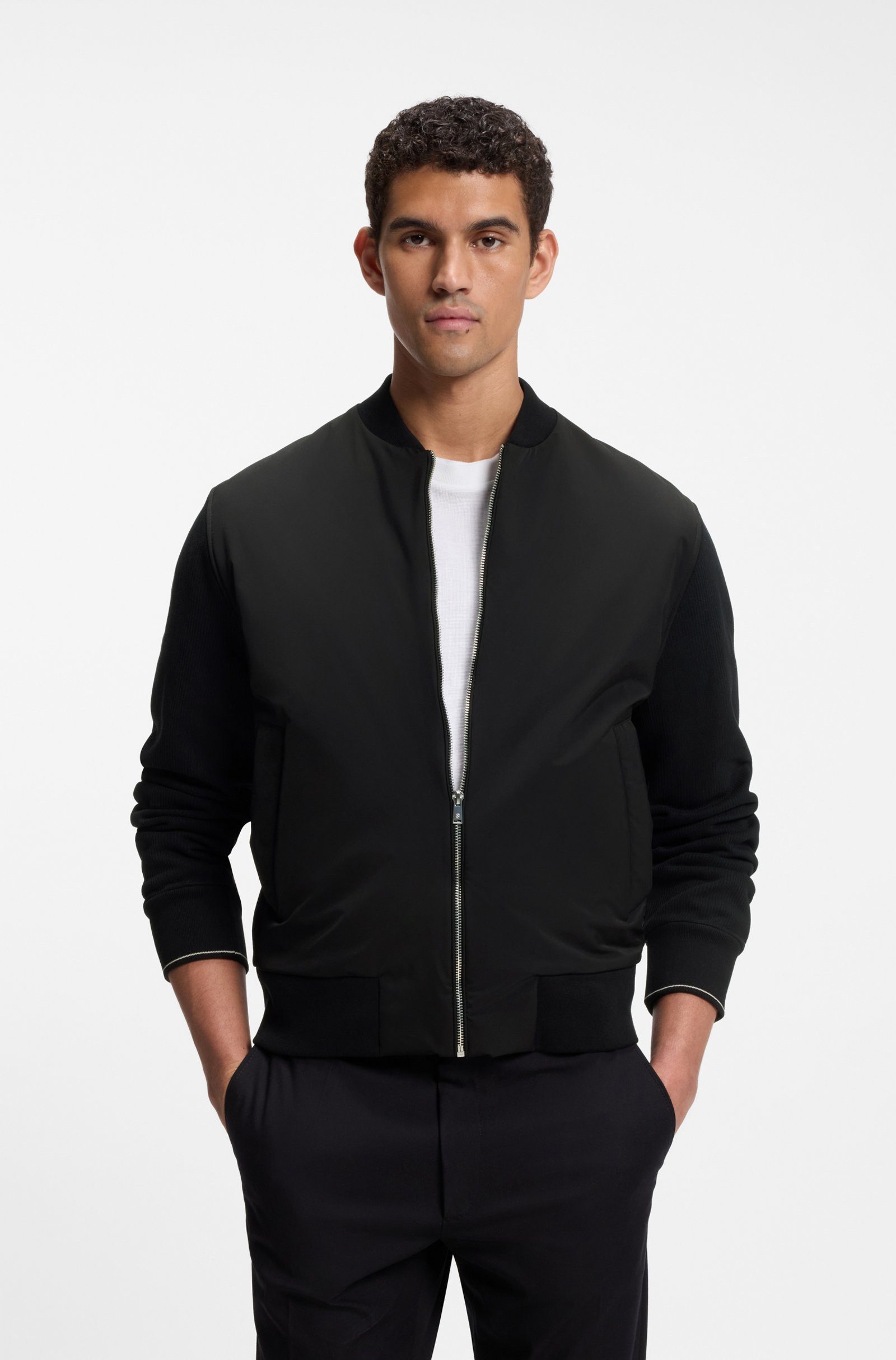 BOSS Sweatshirt Sweatjacke aus Material-Mix C-Skiles 55 (1-tlg)