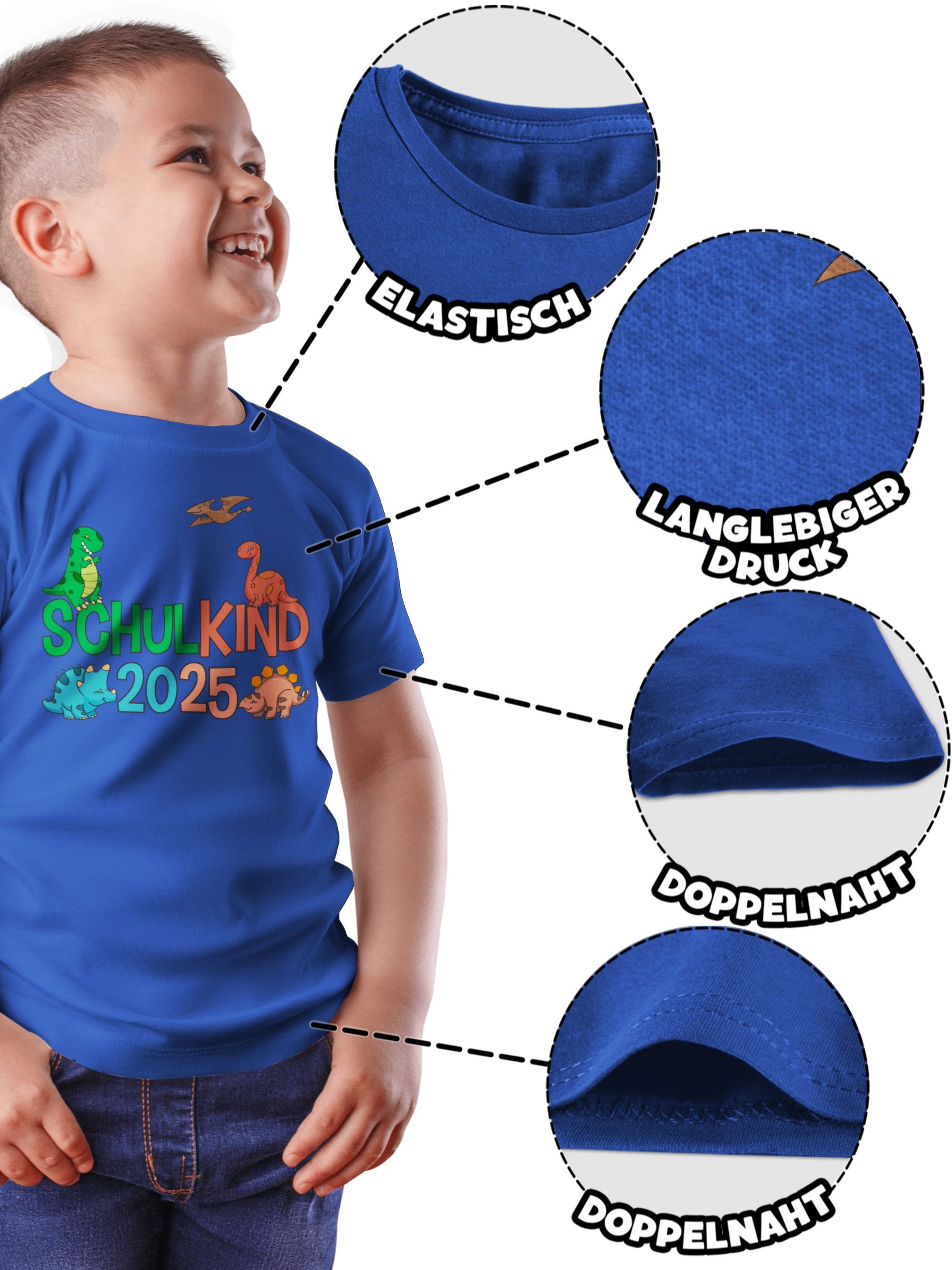 Shirtracer T-Shirt Schulkind 2025 Dinos Geschenk Einschulung Dinosaurier Geschenke Schula (1-tlg) Einschulung Junge Schulanfang Geschenke