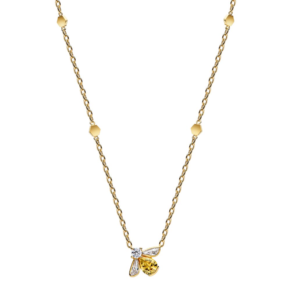 Pandora Kette mit Anhänger 364560C01-45, Biene, Zirkonia, Vergoldet