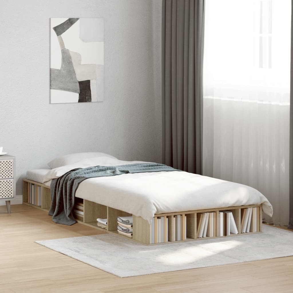 Bettgestell Sonoma-Eiche 200 x 100 x 20 cm mit Stauraum