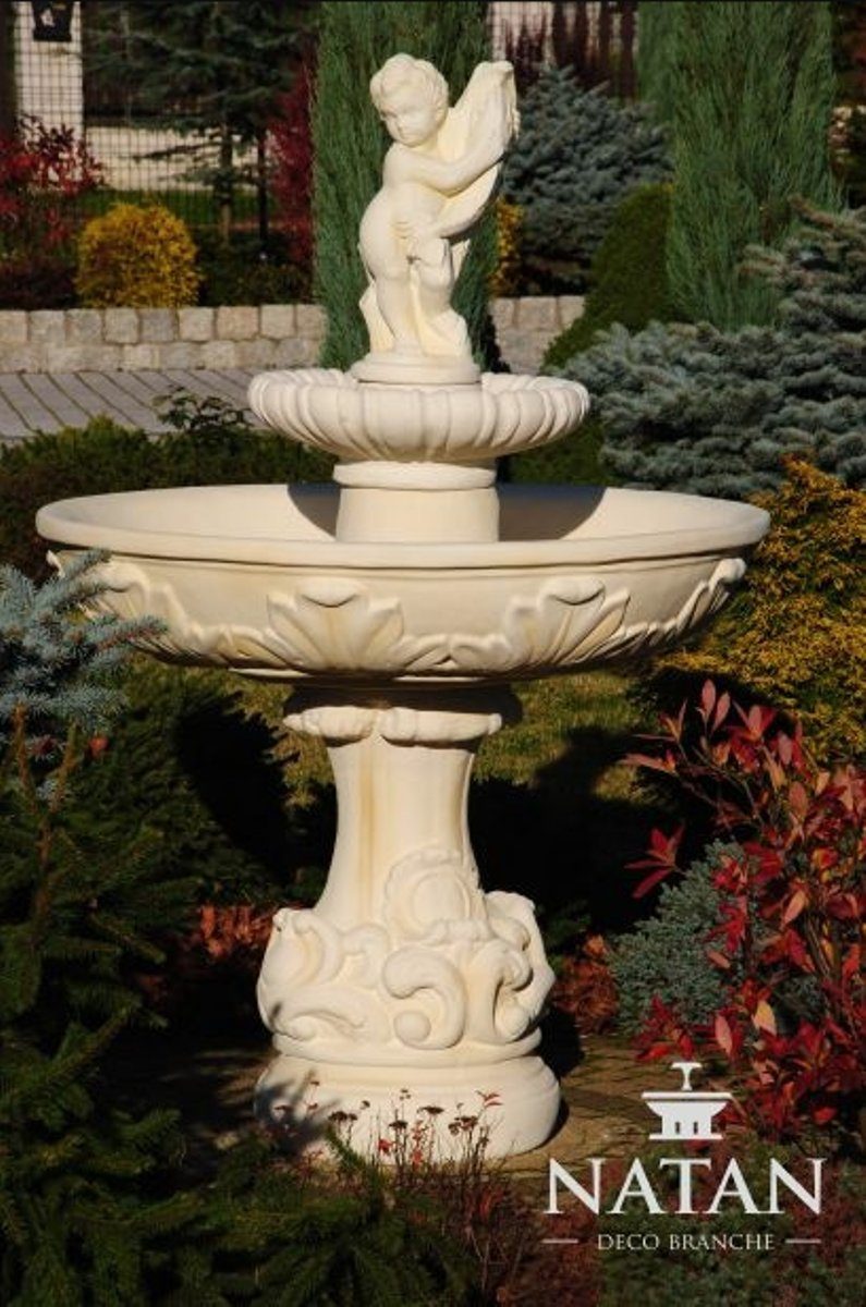 JVmoebel Skulptur Springbrunnen Teich Brunnen Gartenbrunnen Fontaine Steinbrunnen Neu