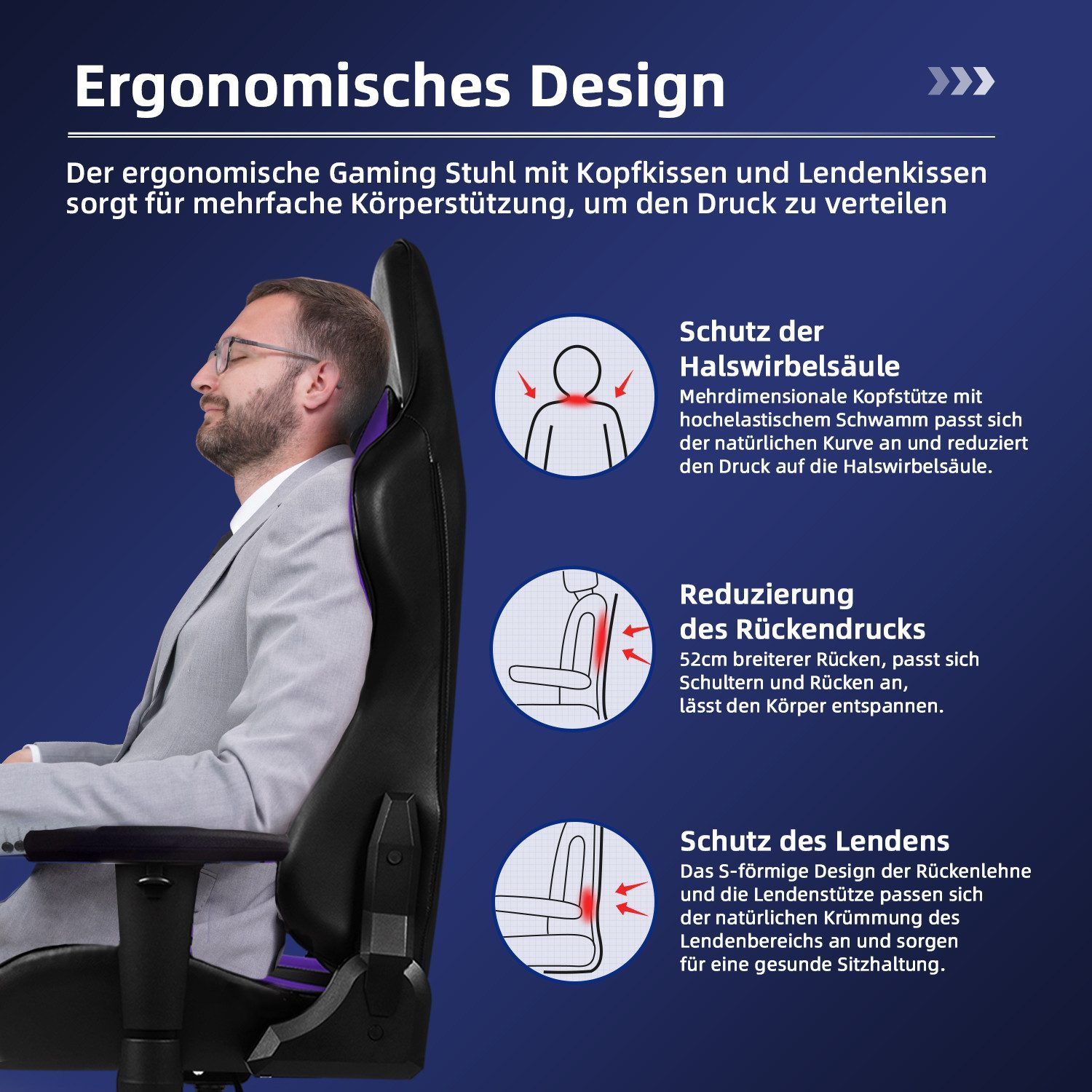 Hiazurm Gaming-Stuhl Gaming Stuhl Ergonomisch Gaming günstig online kaufen
