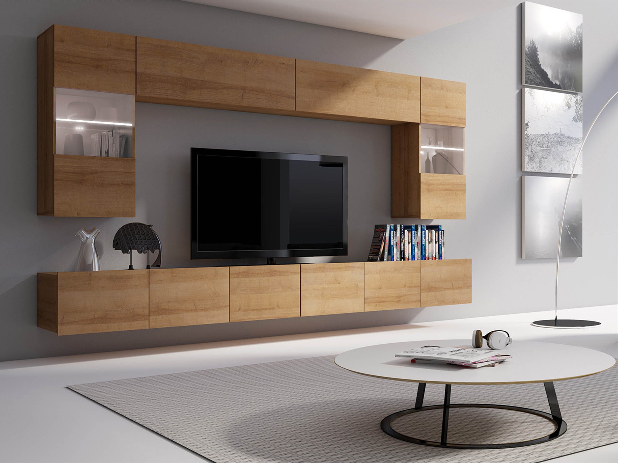MIRJAN24 Wohnwand Calabrini I, (6er-Set, 2x TV-Lowboard, 2x Wandregal, 2x H günstig online kaufen