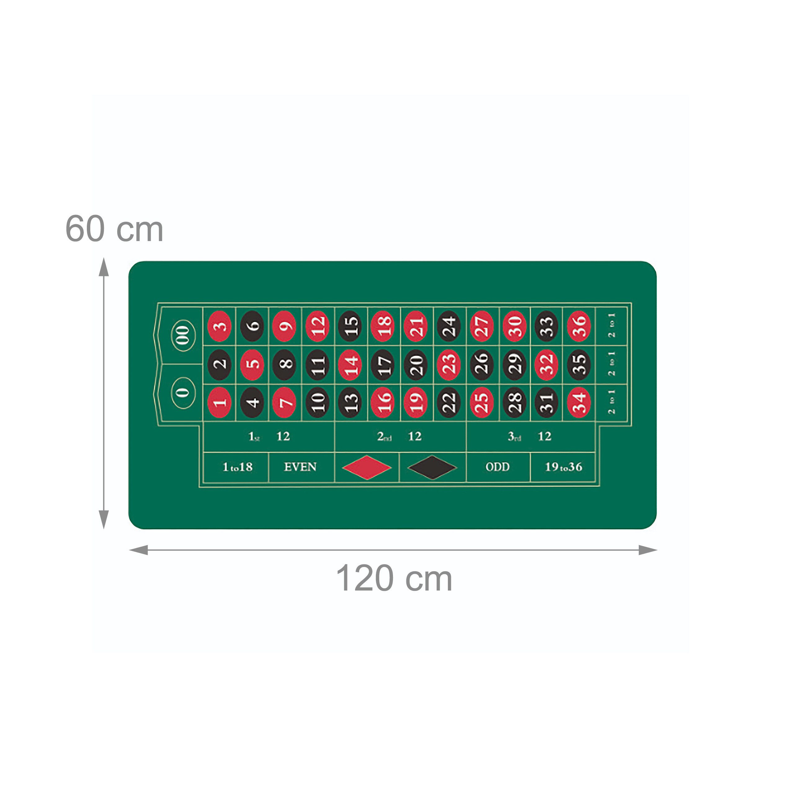 relaxdays Spieltisch Roulettematte 60x120 cm in Grün, (2-tlg) – Bild 4 von 5