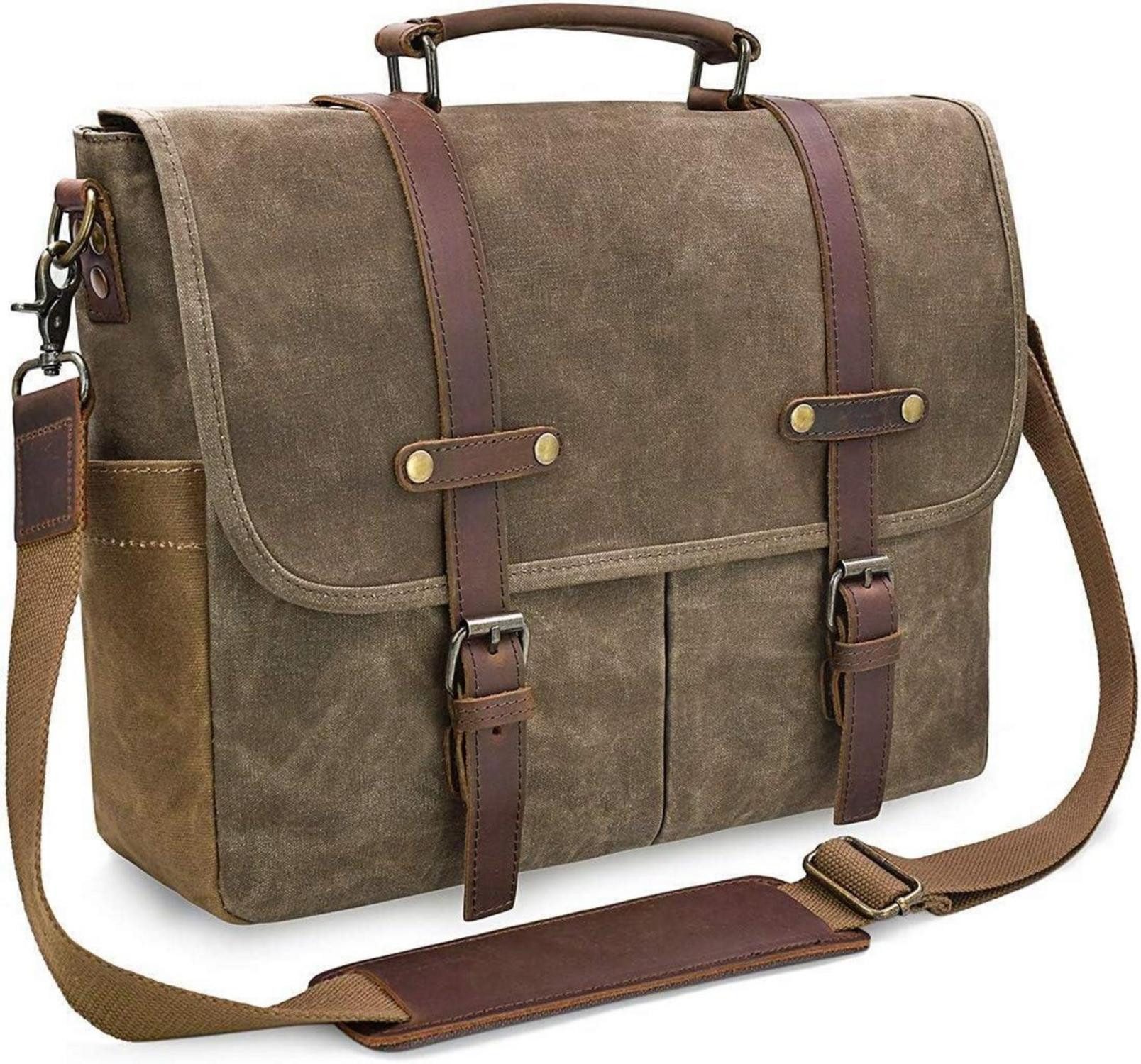 LuxusKollektion Messenger Bag Herren Umhängetasche Aktentasche Laptoptasche wasserdicht Canvas