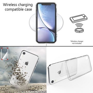 Nalia Smartphone-Hülle Apple iPhone XR, Klare Hartglas Hülle / Silikon Rahmen / Kratzfest / Cover Transparent