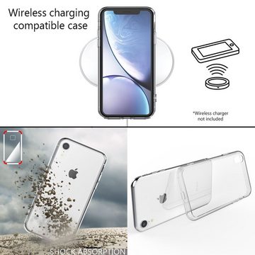 Nalia Smartphone-Hülle Apple iPhone XR, Klare Hartglas Hülle / Silikon Rahmen / Kratzfest / Transparent / Vergilbungsfrei / 9H Tempered Glass & Flexibler Bumper / Durchsichtiges Hardcase / Dünnes Clear Phone Cover / Anti-Gelb / Schutzhülle Case Etui Hardcover Handy-Tasche