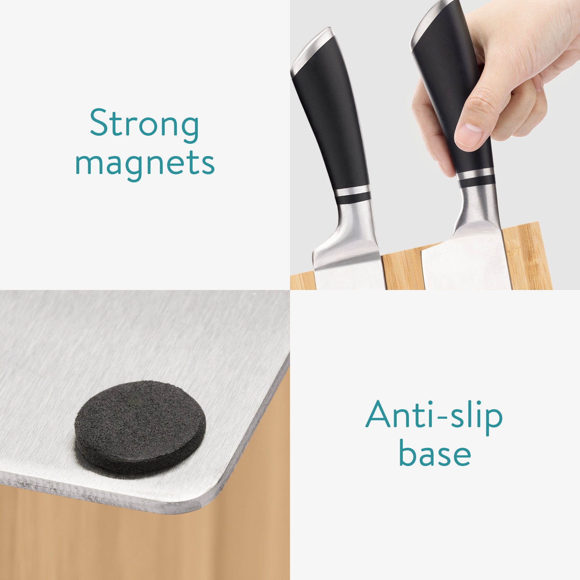 Magnet-Messerblock Navaris aus Messerhalter unbestückt doppelseitig - Holz/Bambus magnetisch -