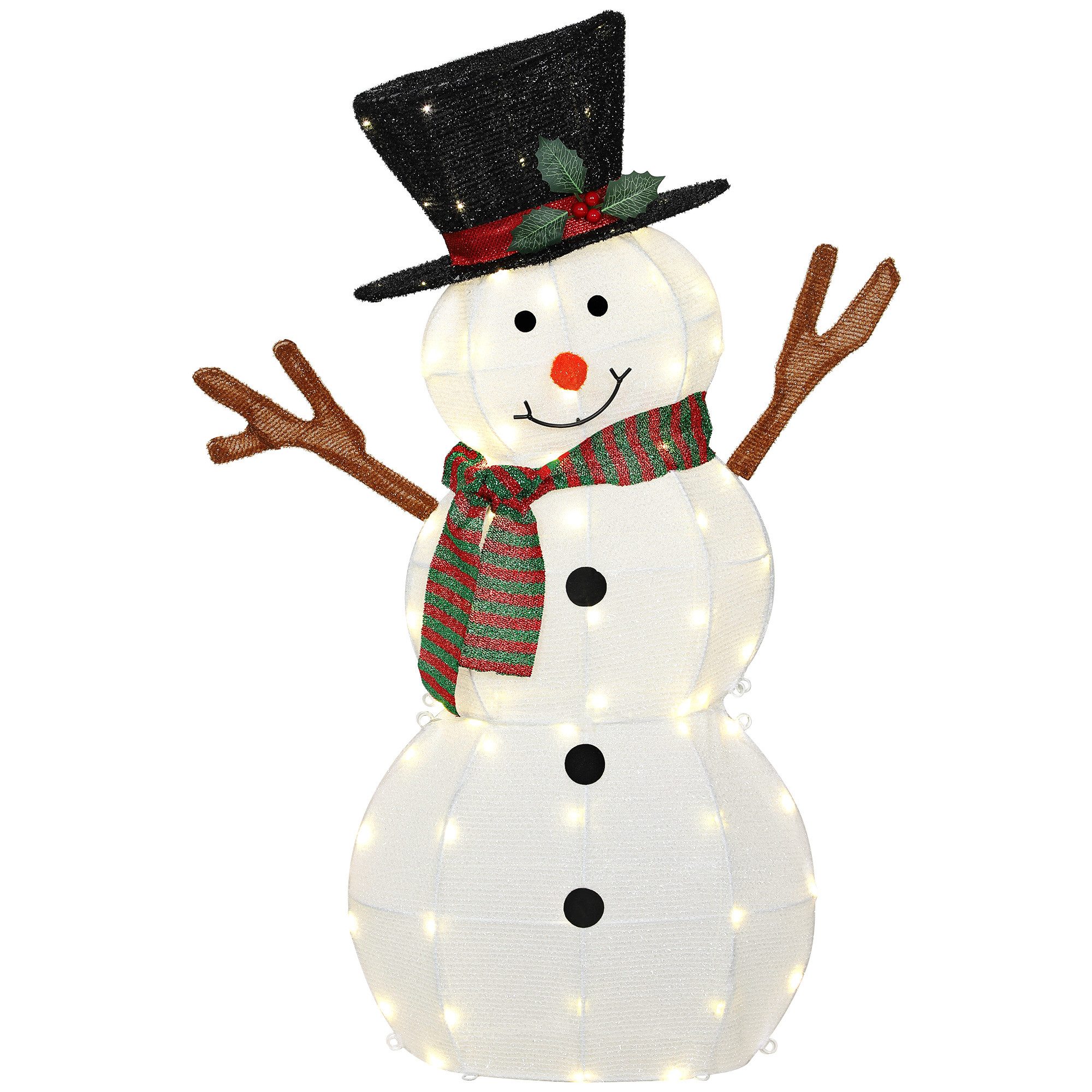 Outsunny Weihnachtsfigur mit 75 LEDs (Weihnachtsdekoration, 1 St., Schneemann-Außendekoration), Wasserfest, Mehrfarbig