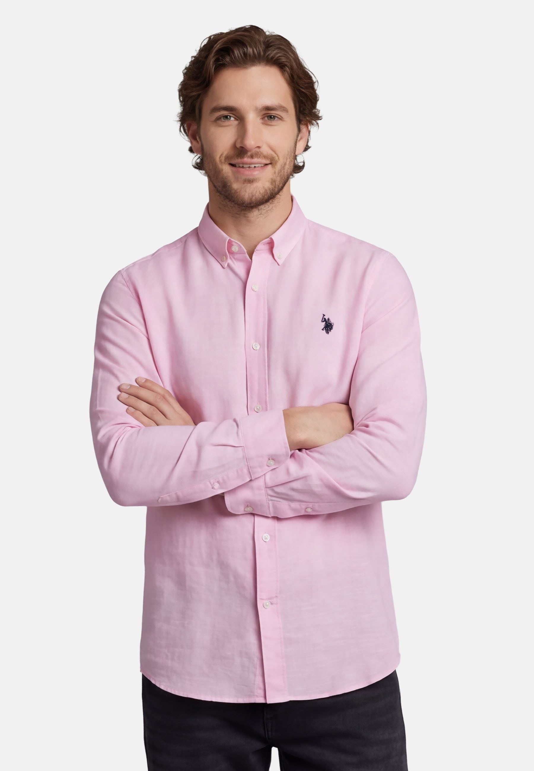 U.S. Polo Assn. Leinenhemd USBlaake Herren Leinenhemd – Sommerhemd luftig mit Button-Down-Kragen Leichtes Hemd aus Leinenmix mit Knopfleiste – Bild 2 von 5