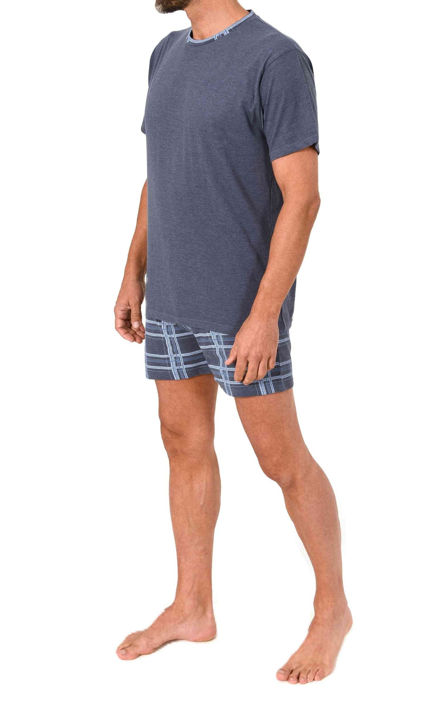 Normann Pyjama Normann Herren kurzarm Schlafanzug Shorty mit Karohose aus Jersey – Bild 2 von 5