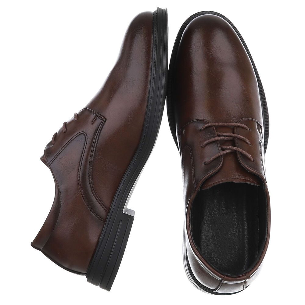 Coolwalk Herrenschnürschuh elegant in Lederoptik Schnürschuh (91917804) Blockabsatz Business-Schuhe in Braun