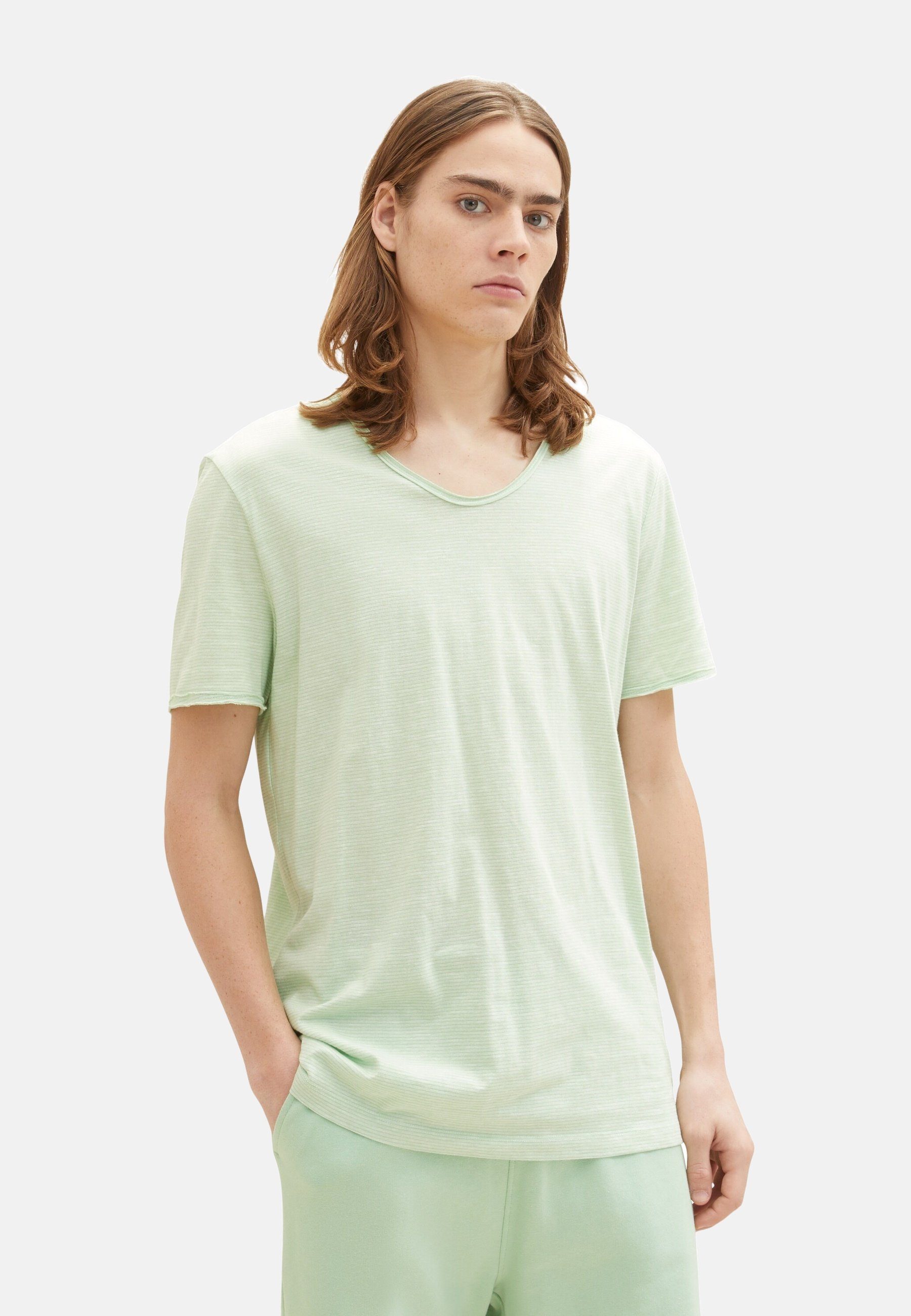 gestreift Kurzarmshirt grün TOM TAILOR T-Shirt T-Shirt (1-tlg)