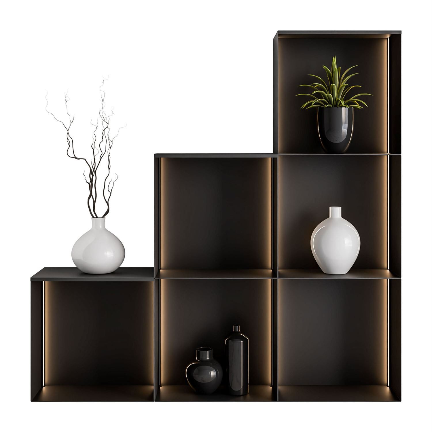 Lookway Regal QUADRO V aus Metall mit LED-Beleuchtung