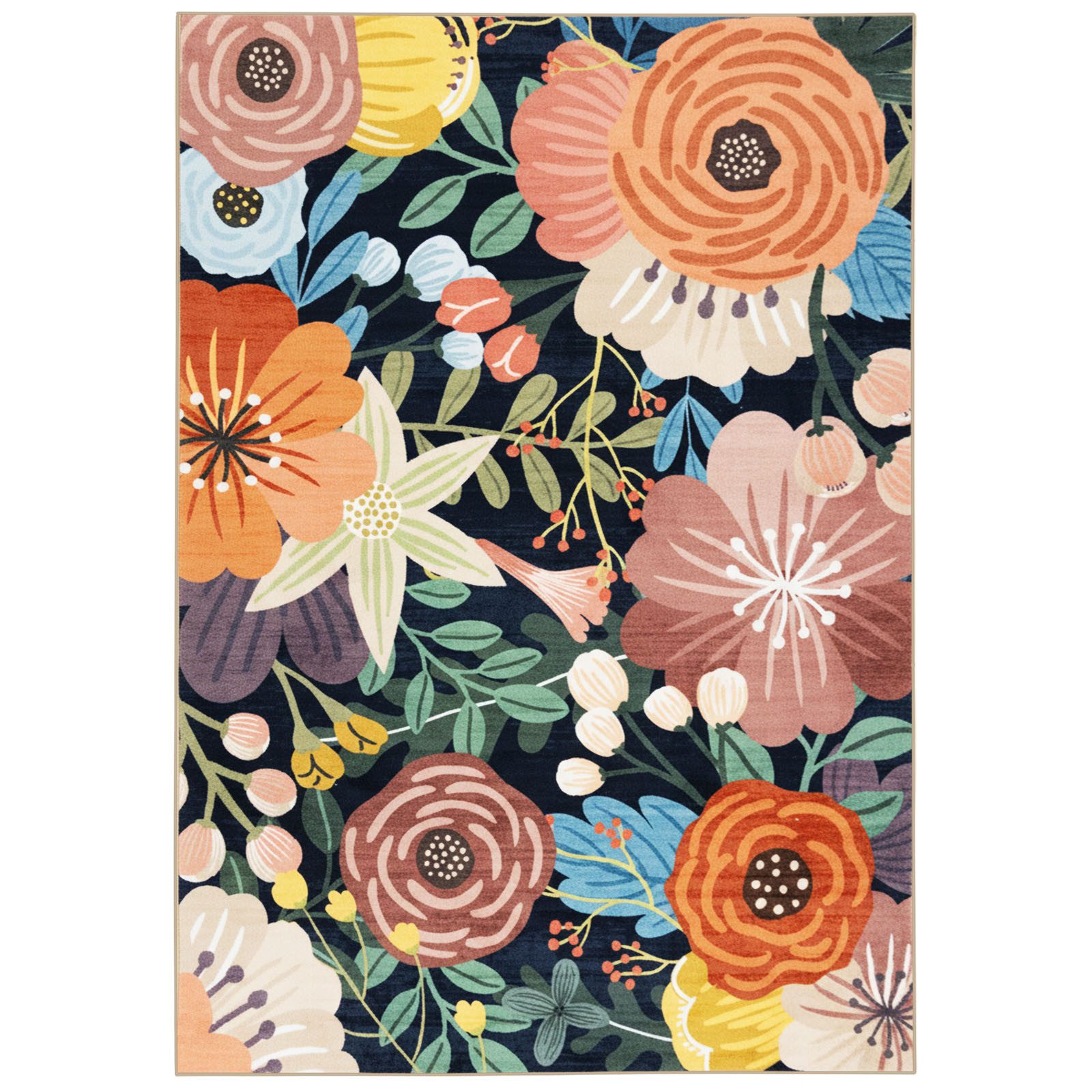 Floordirekt Teppich Tropica, moderner Wohnteppich mit tropischem Blumenmuster, rutschfest, rechteckig, langlebig & farbbeständig, kräftige Farben für alle Räume, 160x230 cm