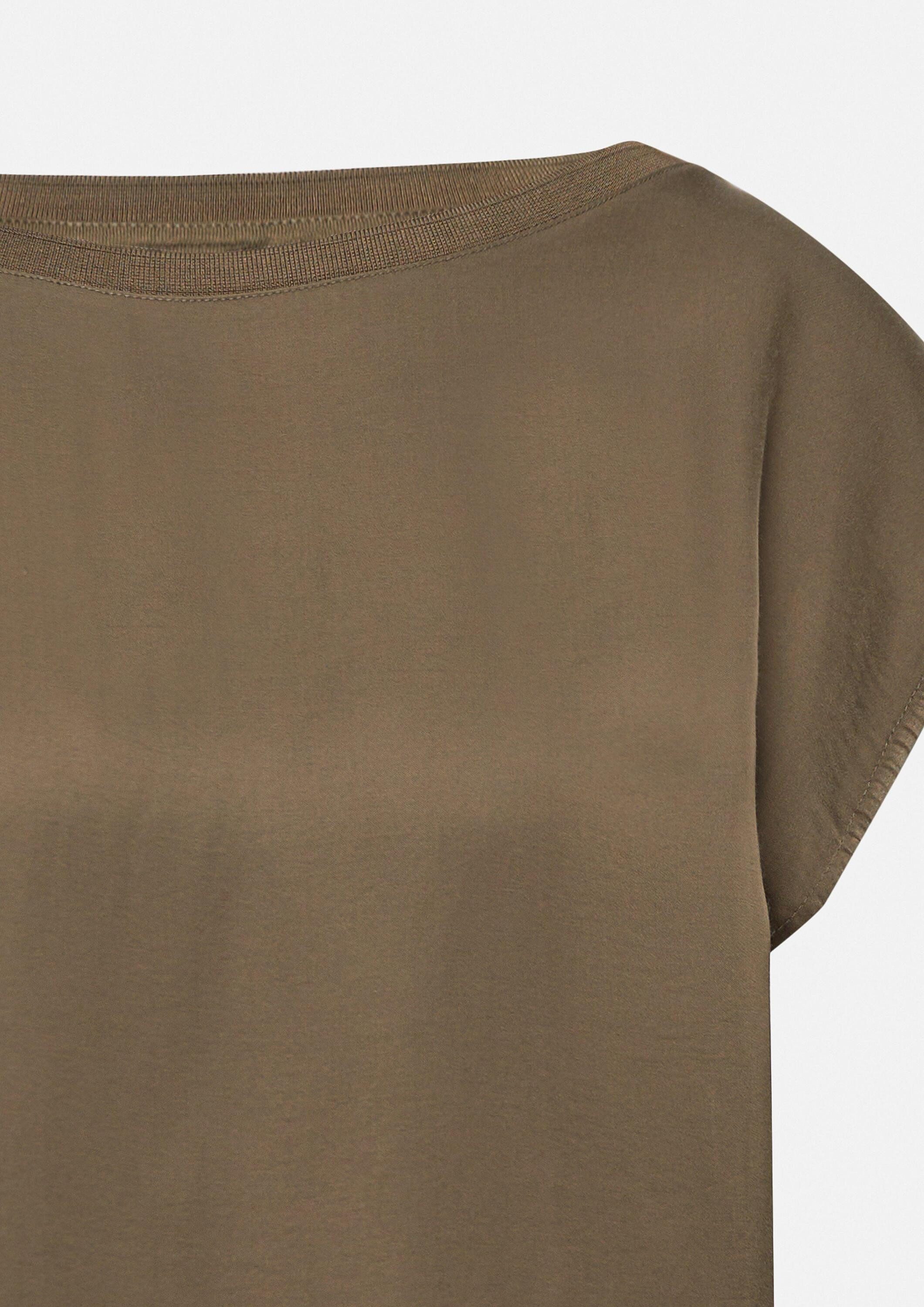 comma Kurzarmshirt T-Shirt Shirt im Fabricmix mit überschnittenen Schultern