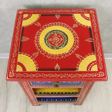 Oriental Galerie Nachttisch Indischer Nachttisch mit Schublade in Bunt 40 x 38 cm