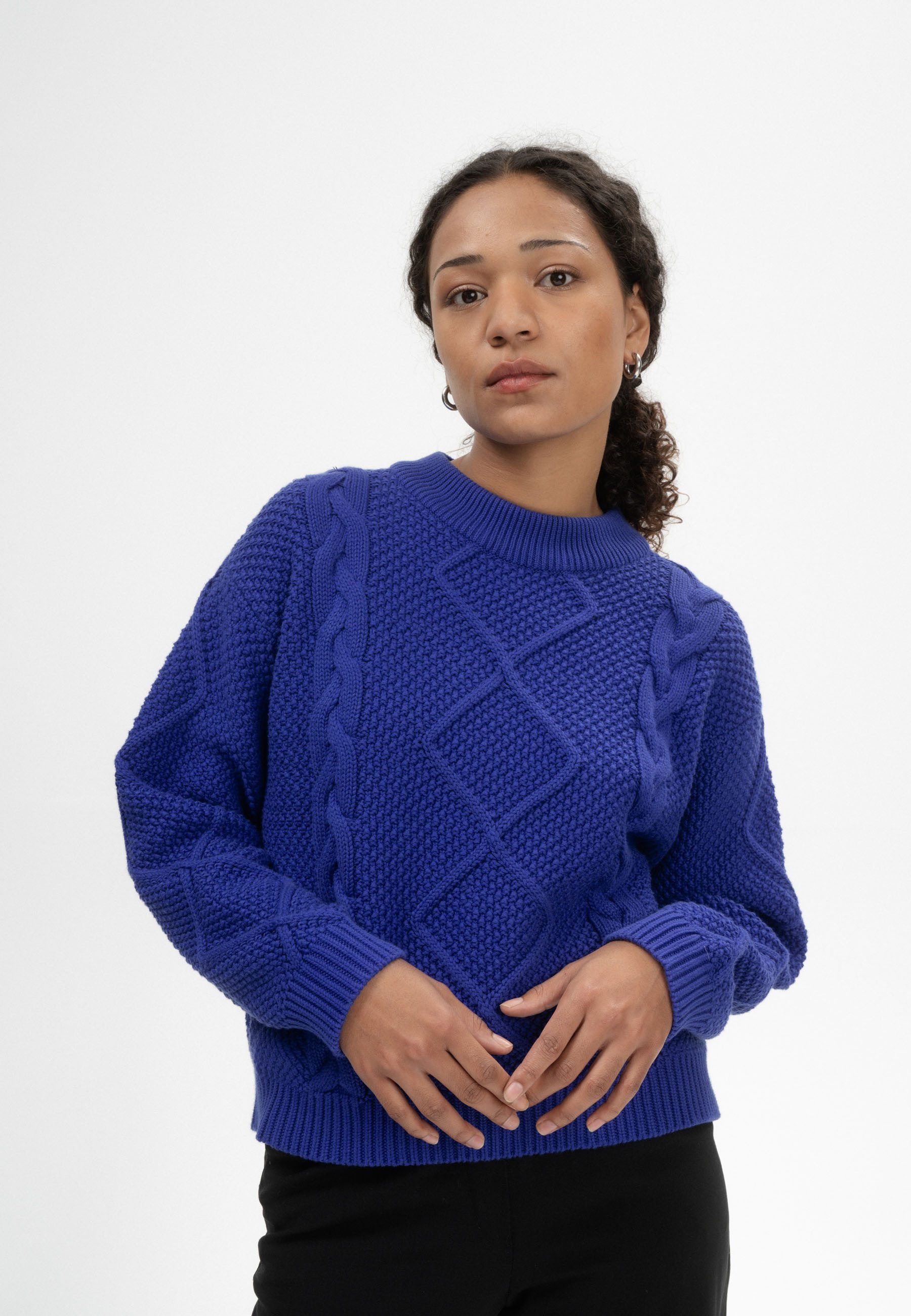 MELA Strickpullover Damen Zopfmuster Strickpullover SAMAIRA günstig online kaufen