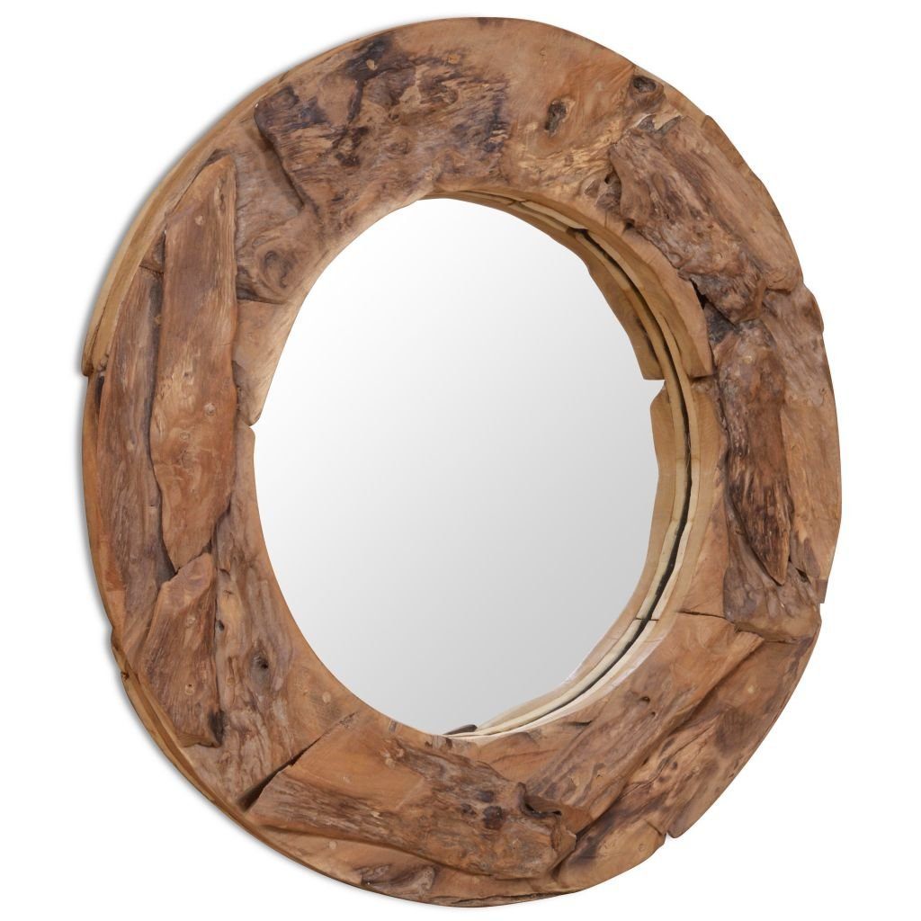 vidaXL Spiegel 80 cm Dekorativer Spiegel Teak 80 cm Rund