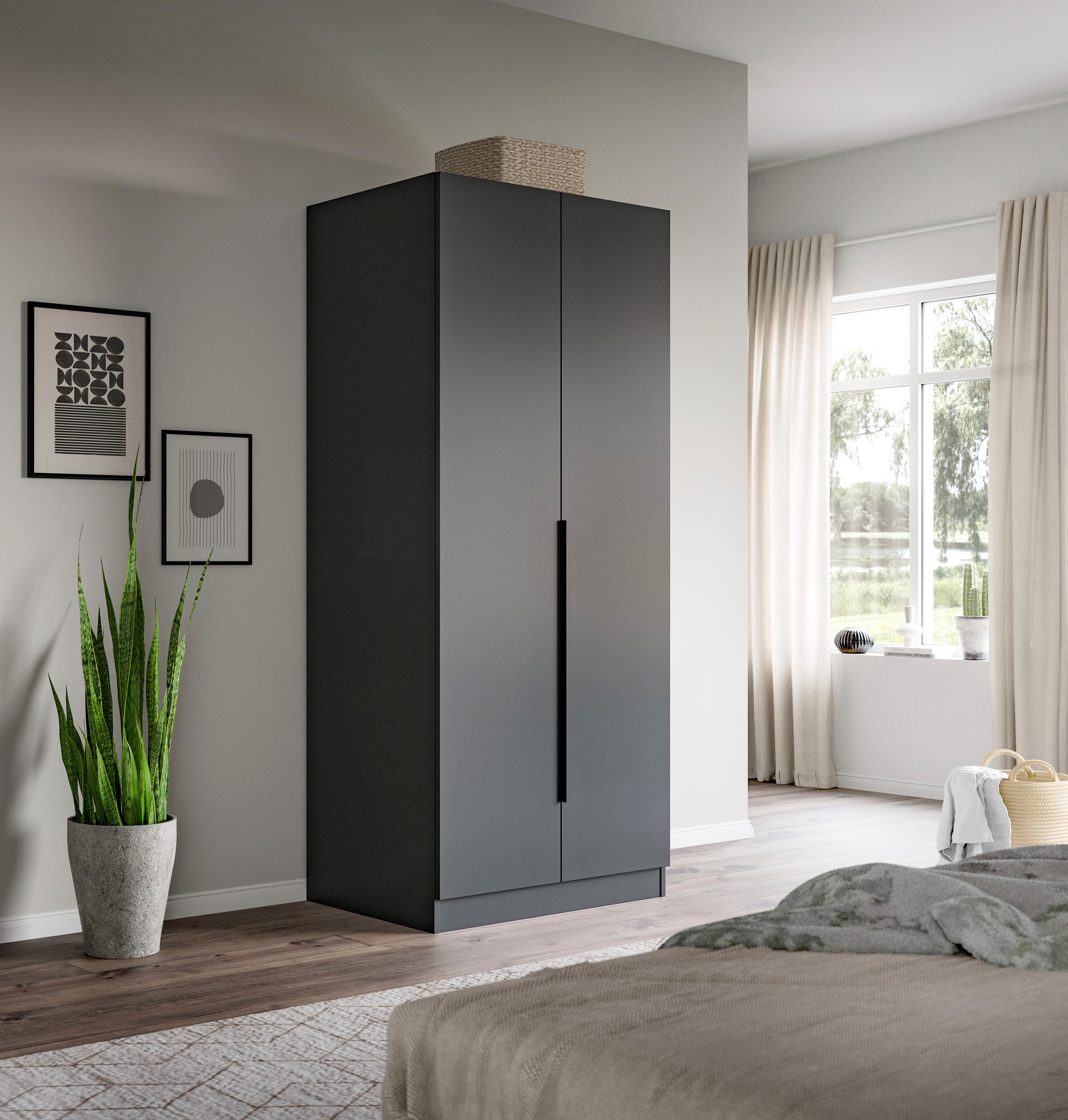 Home affaire Kleiderschrank Skarde Schlafzimmerschrank, Garderobe, Schrank (Otto Bestseller Garderobe Schlafzimmerschrank) Breite: 80 cm, anthrazit, Kleiderstange