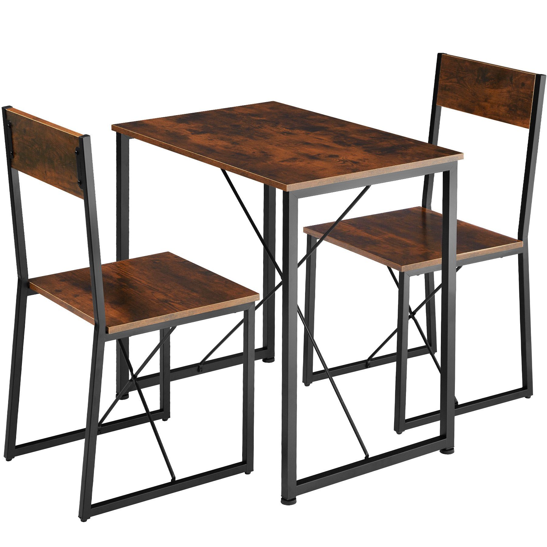 tectake Sitzgruppe Margate, (Set, 3-tlg), leicht zu reinigen Industrial Holz dunkel, rustikal | Sitzgruppen