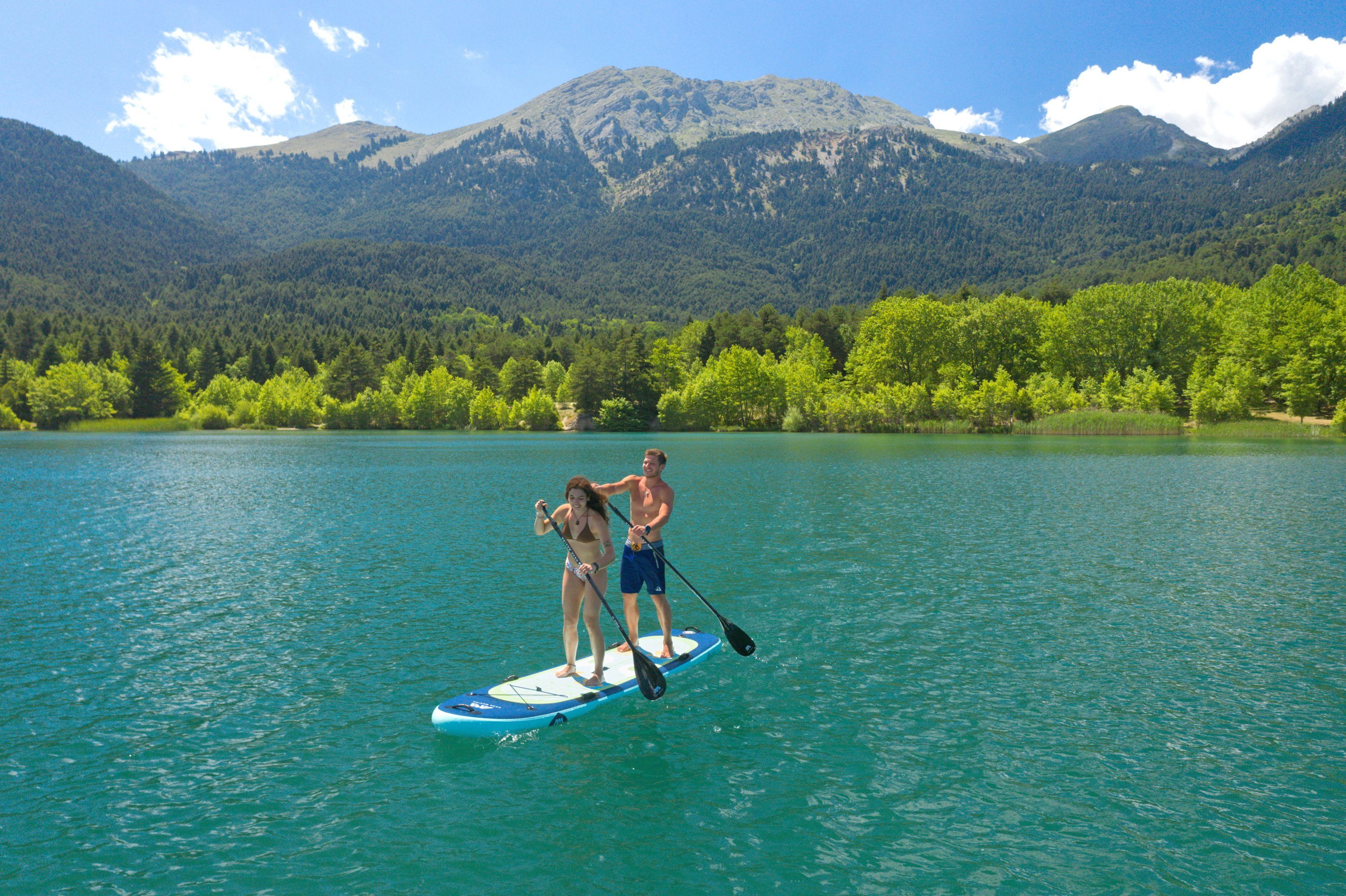 mit Super Paddelboard, Paddel, (SUP-Set, 12'2” Set SUP-Board Paddle Alu Board Marina Inflatable mit Stand-Up SUP Family Aqua Paddel) Trip
