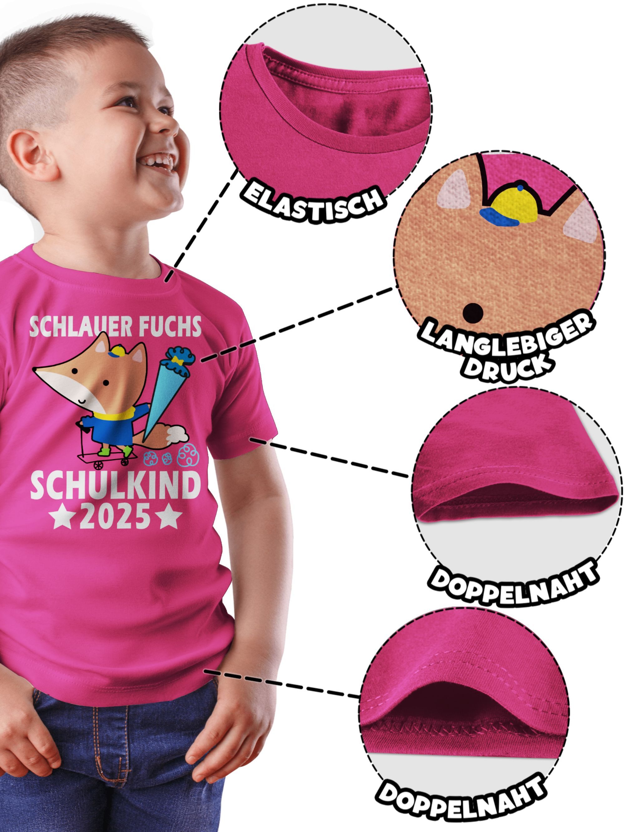 Shirtracer T-Shirt Schlauer Fuchs Schulkind 2025 (1-tlg) Einschulung Junge Schulanfang Geschenke