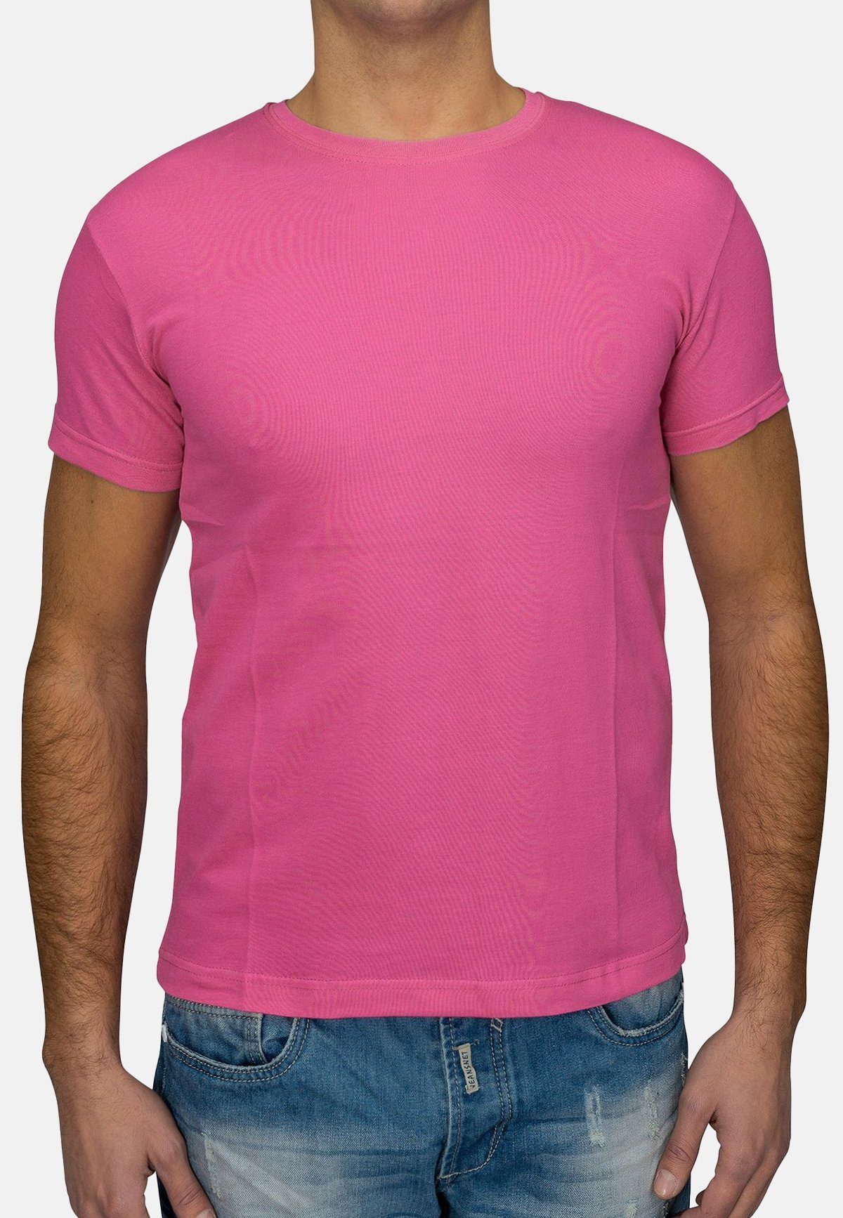 V-Neck 1530 O-Neck (1-tlg) Egomaxx T T-Shirt Pink Shirt in H1530