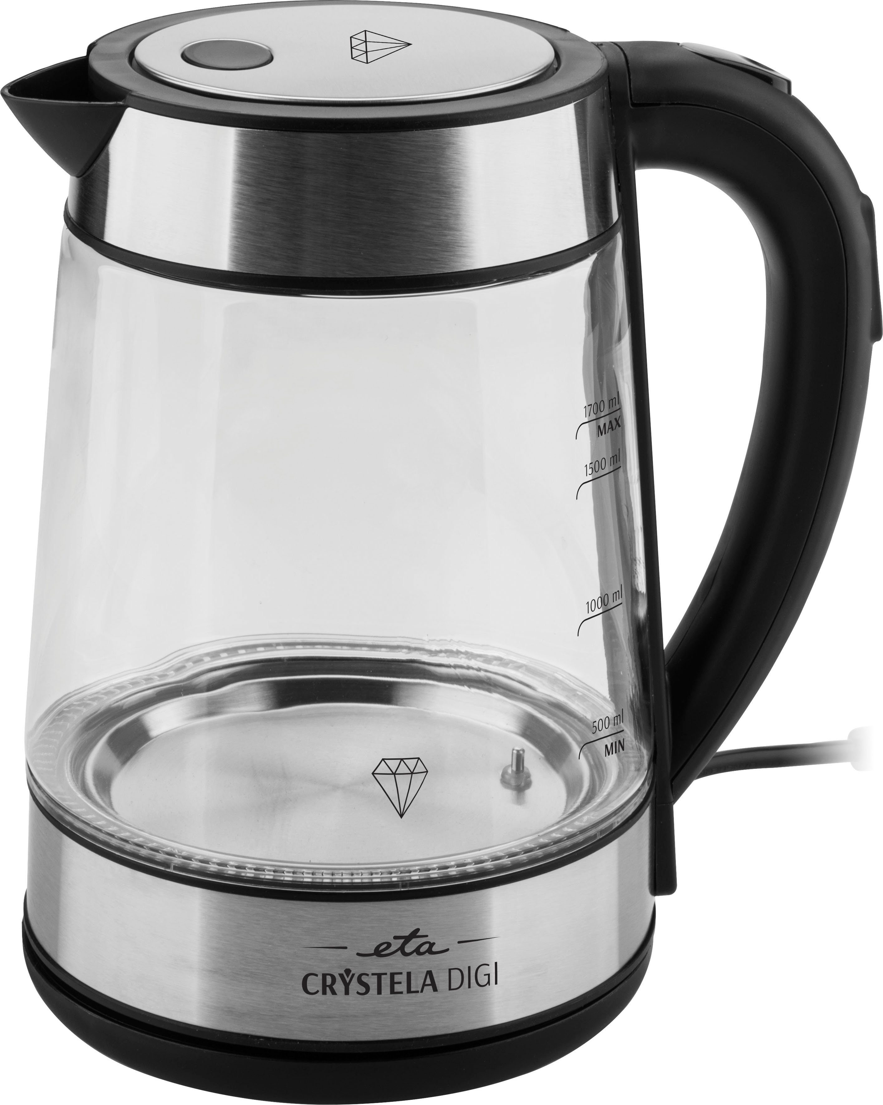 eta Wasserkocher CRYSTELLA Digi ETA715390000, 1,7 l, 2200 W, Einstellbarer Temperatur 50, 70, 80, 90, 100 °C