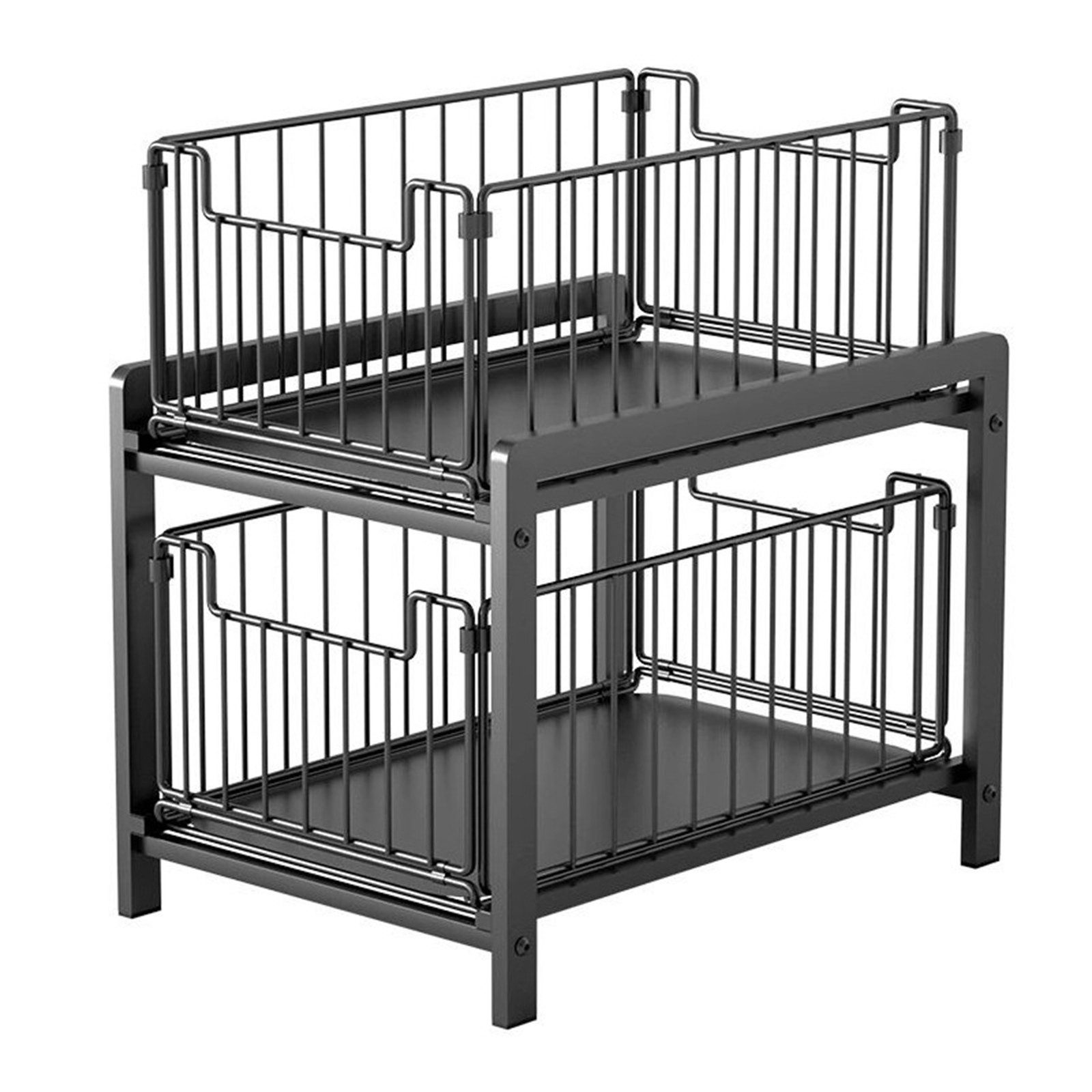 GarveeMore Küchenorganizer-Set 2Ebenen Auszug mit Schiebeschublade Kabinett Organizer Unter der Spüle, Slide-Out Stackable Under Sink Cabinet Organizer Mehrzweck für Küche