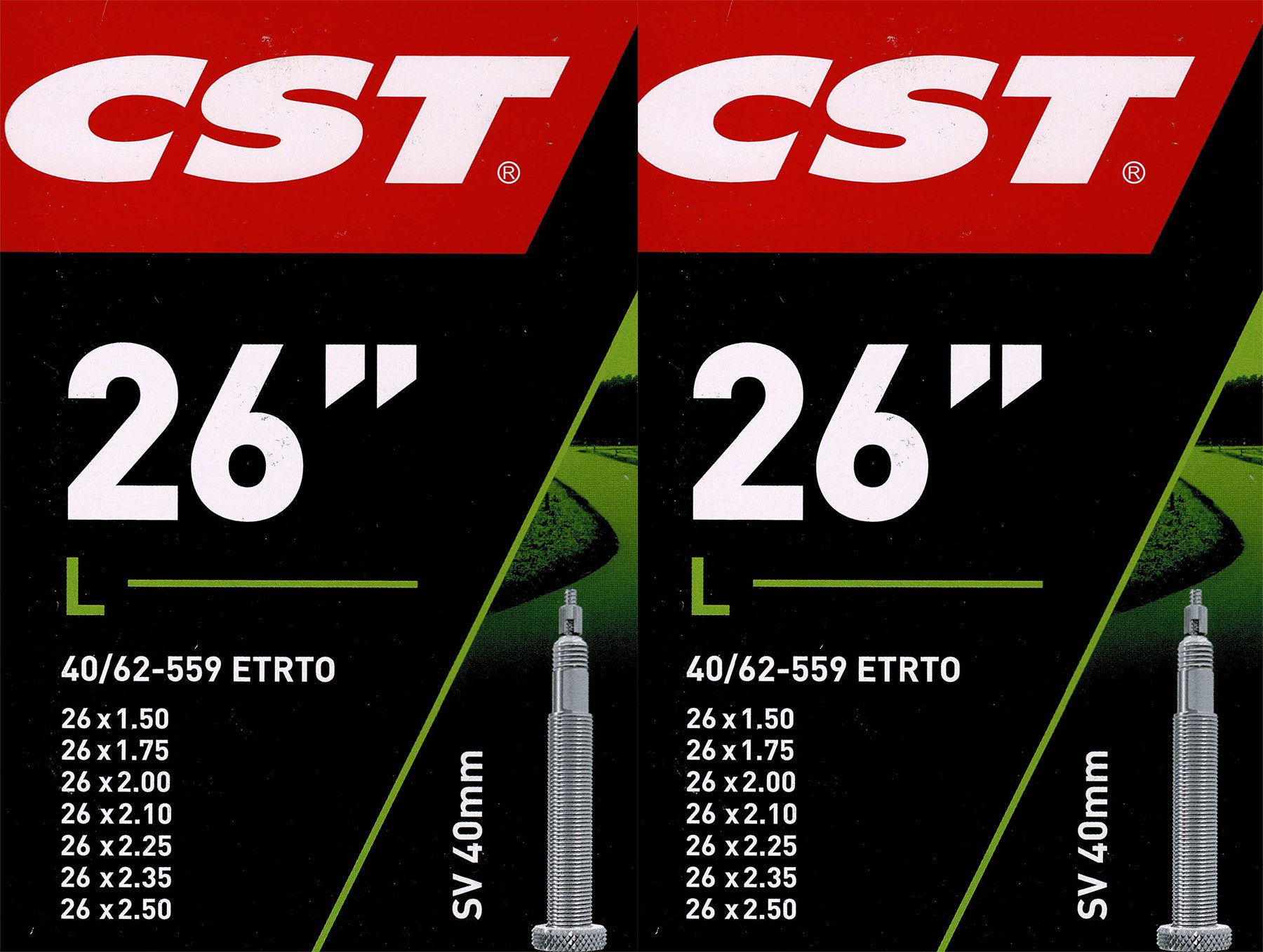Fahrradschlauch 2x CST 26 SV Schlauch 26 Zoll (40/62-559) Fahrradschlauch