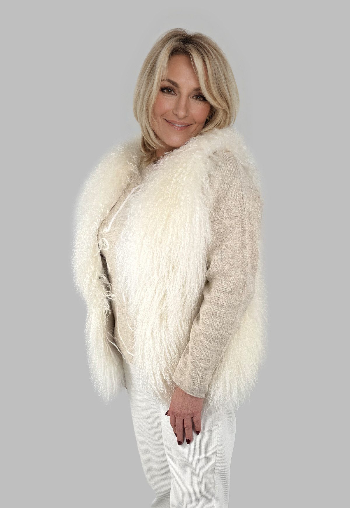 Hollert Fellweste Lammfellweste Tibet Beige günstig online kaufen